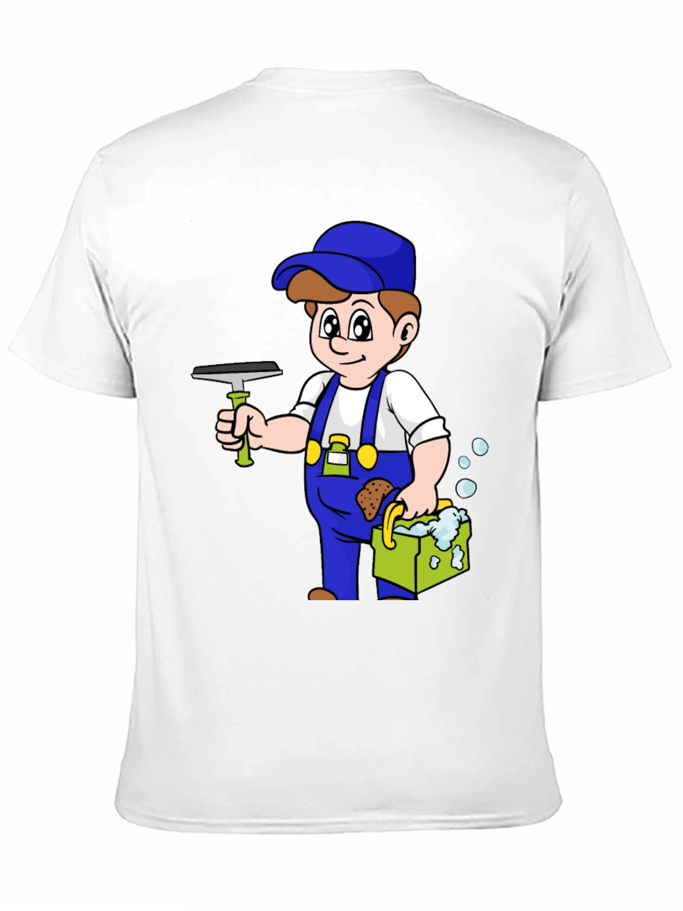 Cartoon Window Washer Graphic T-Shirt