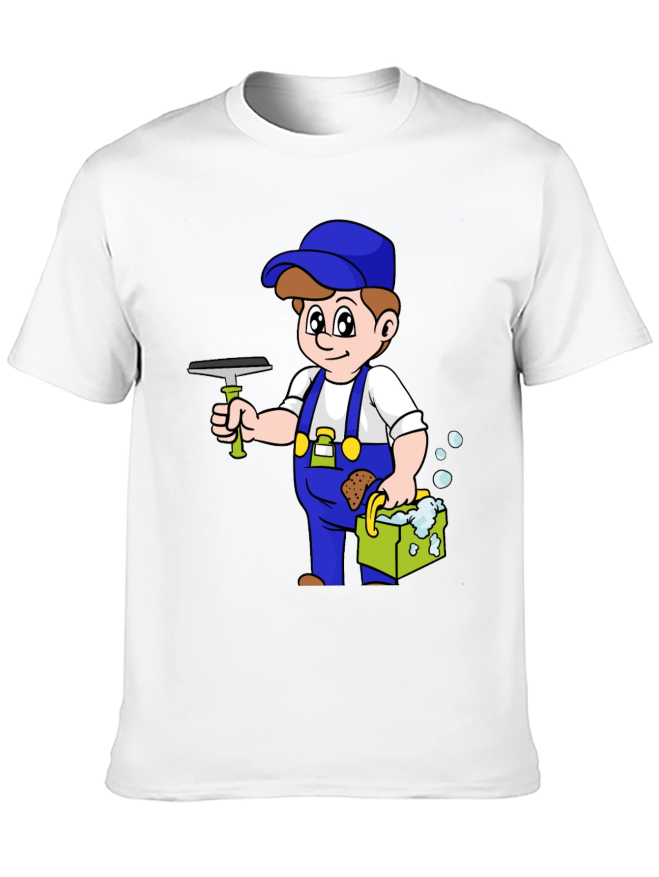 Cartoon Window Washer Graphic T-Shirt