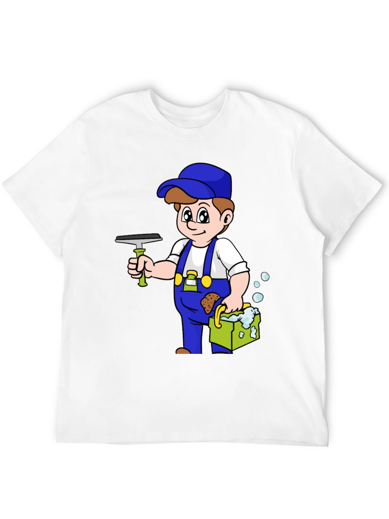 Cartoon Window Washer Graphic T-Shirt