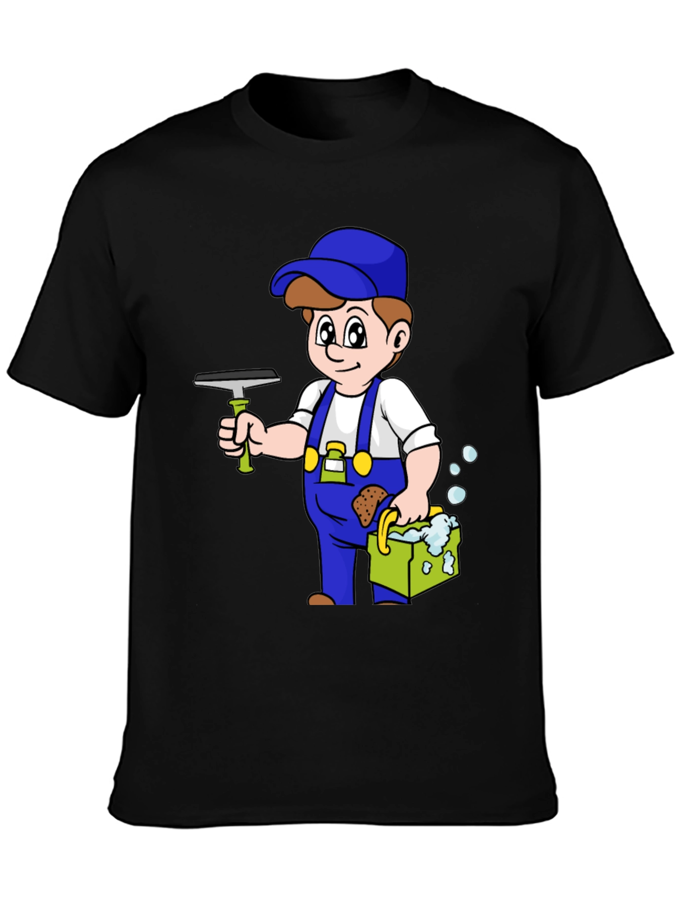 Cartoon Window Washer Graphic T-Shirt