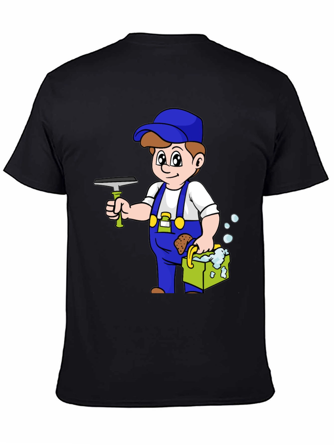 Cartoon Window Washer Graphic T-Shirt