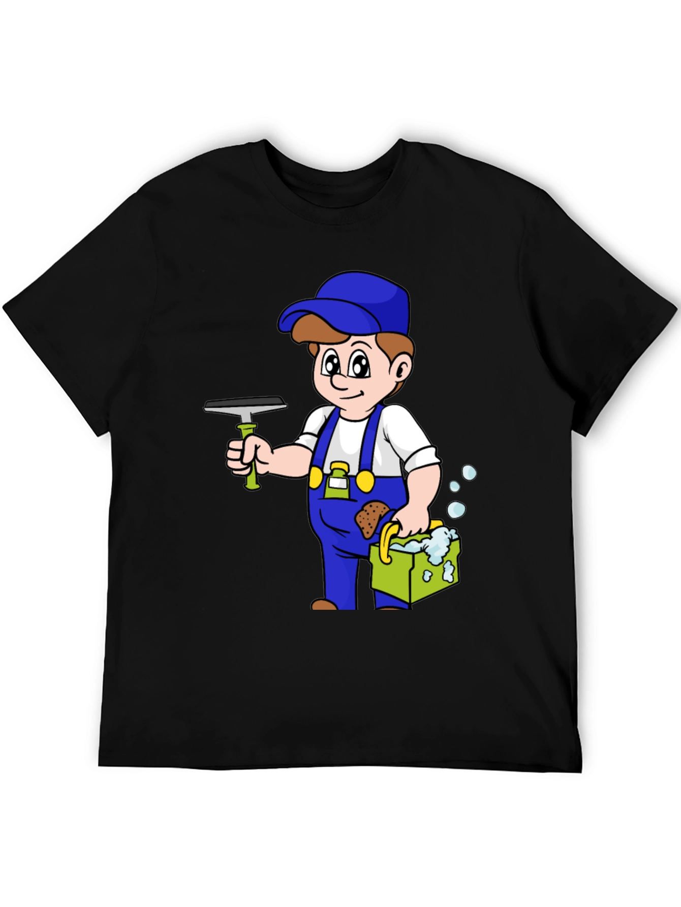 Cartoon Window Washer Graphic T-Shirt