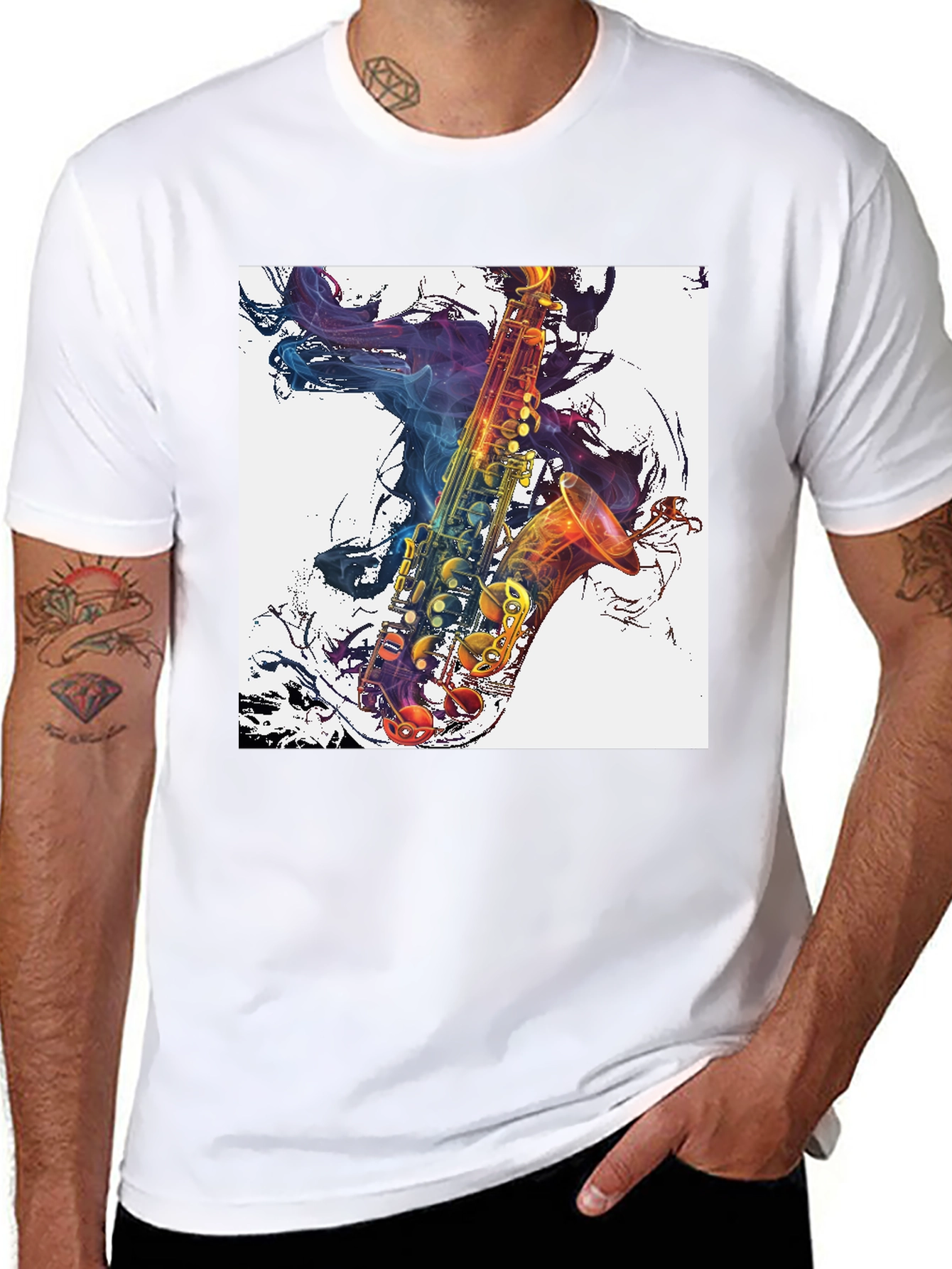 Saxophone Graphic Black T-Shirt