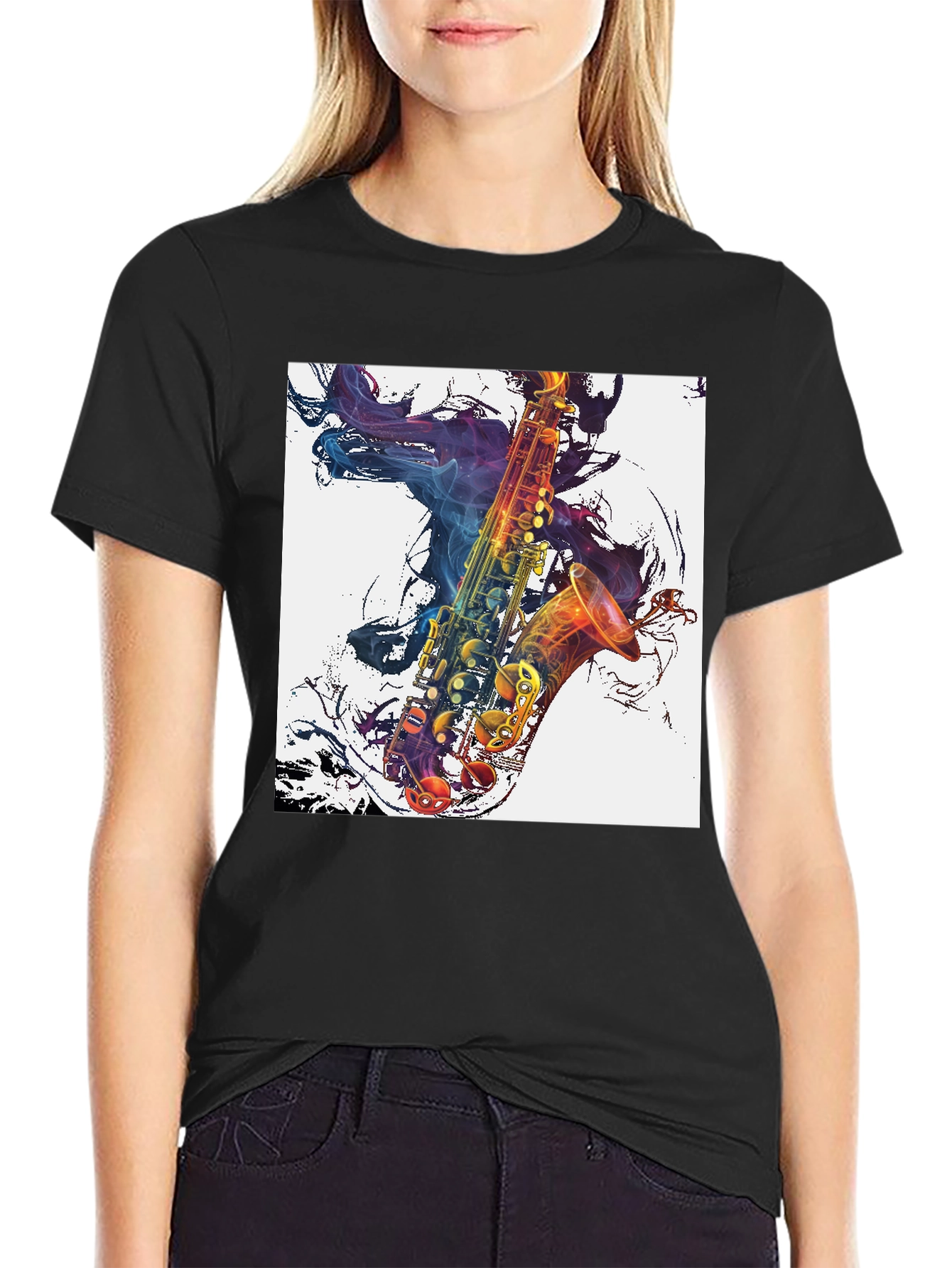 Saxophone Graphic Black T-Shirt
