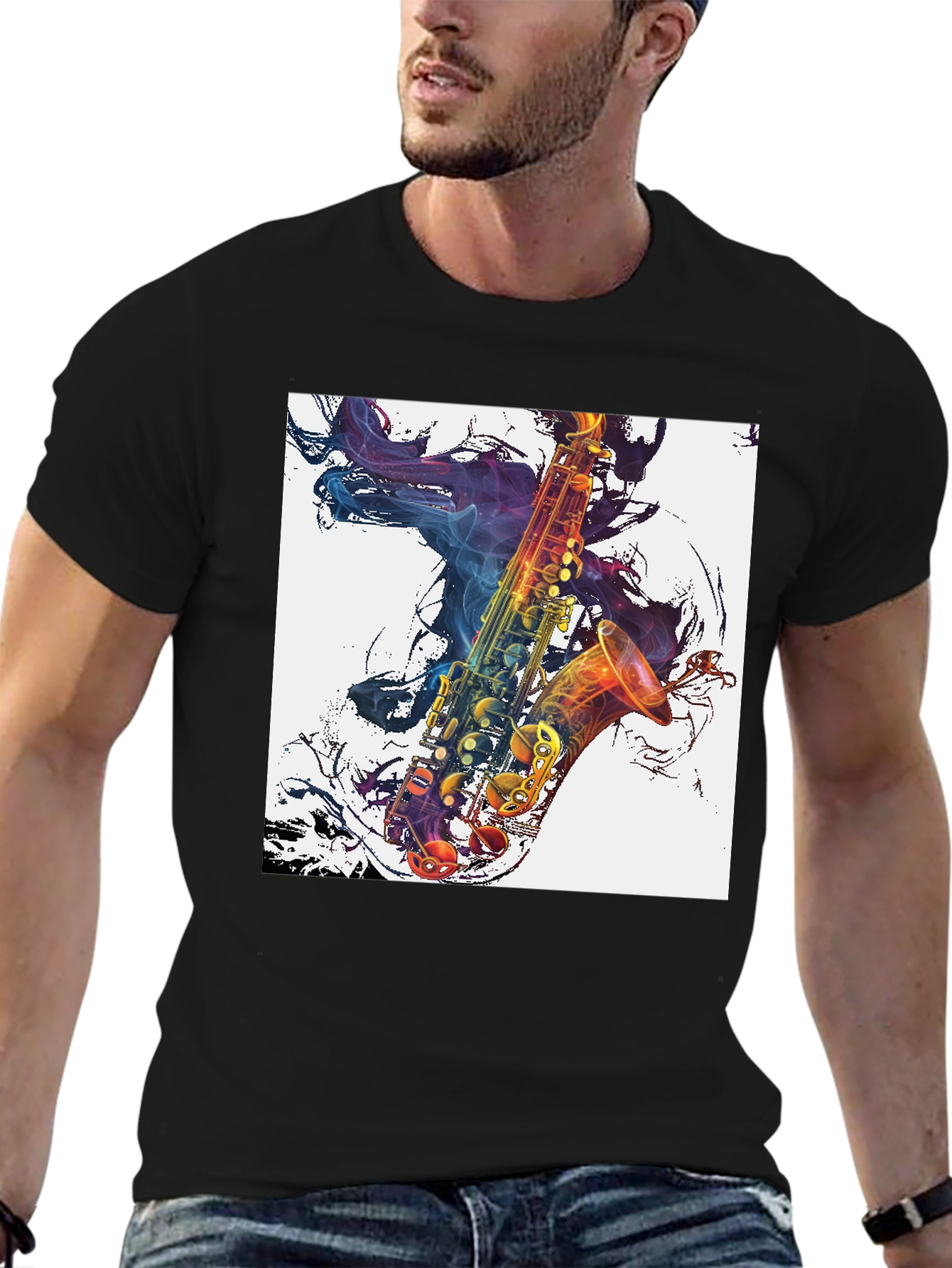 Saxophone Graphic Black T-Shirt