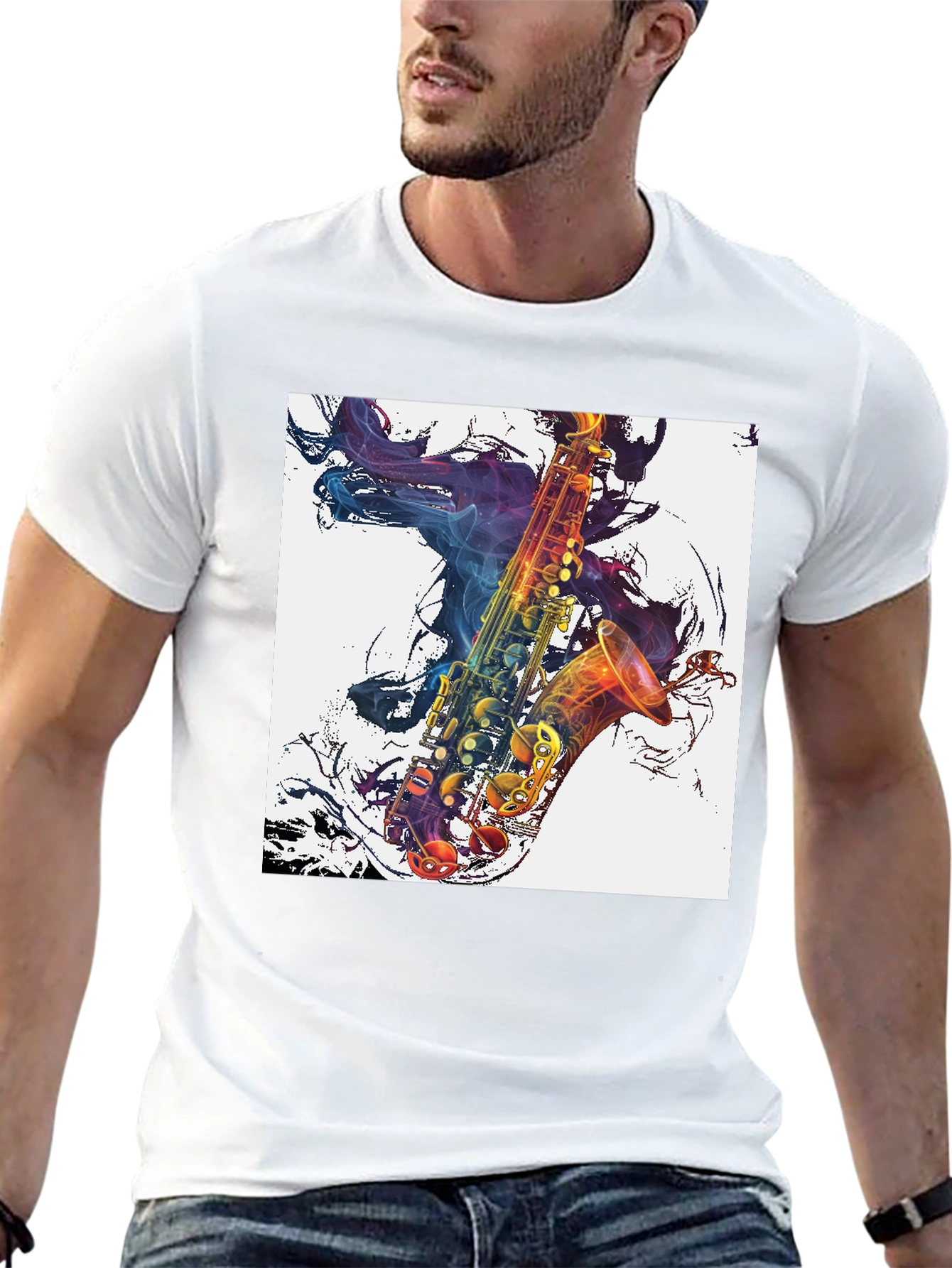 Saxophone Graphic Black T-Shirt