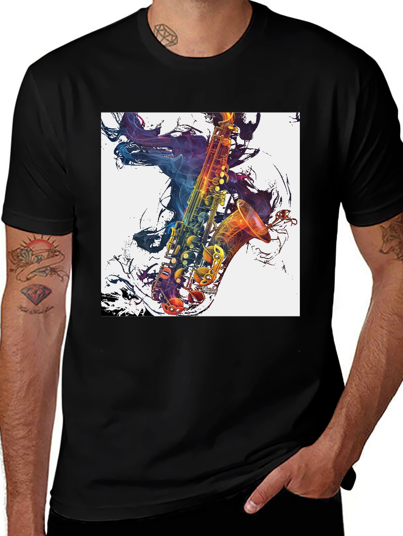 Saxophone Graphic Black T-Shirt