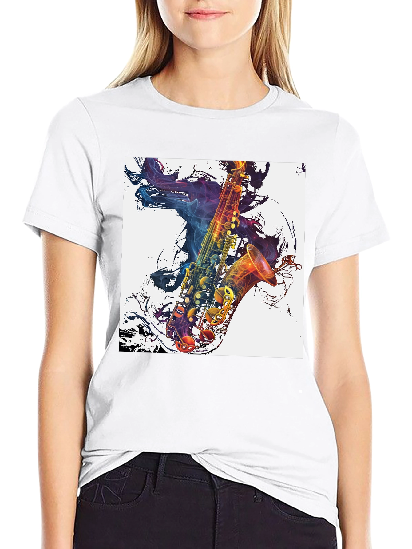Saxophone Graphic Black T-Shirt
