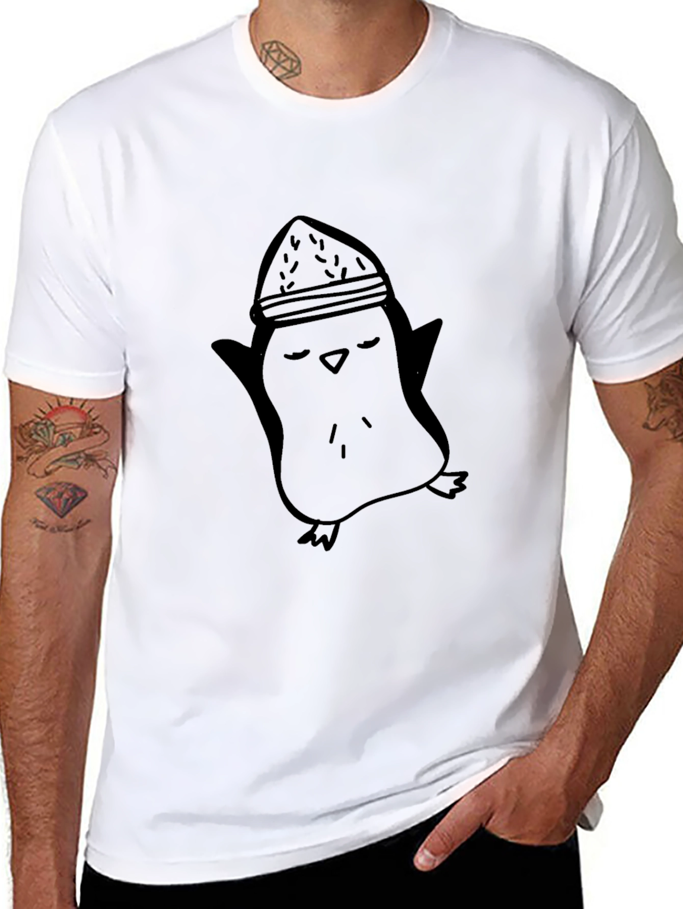 Penguin Beanie T-Shirt - Cool Black Cotton Tee