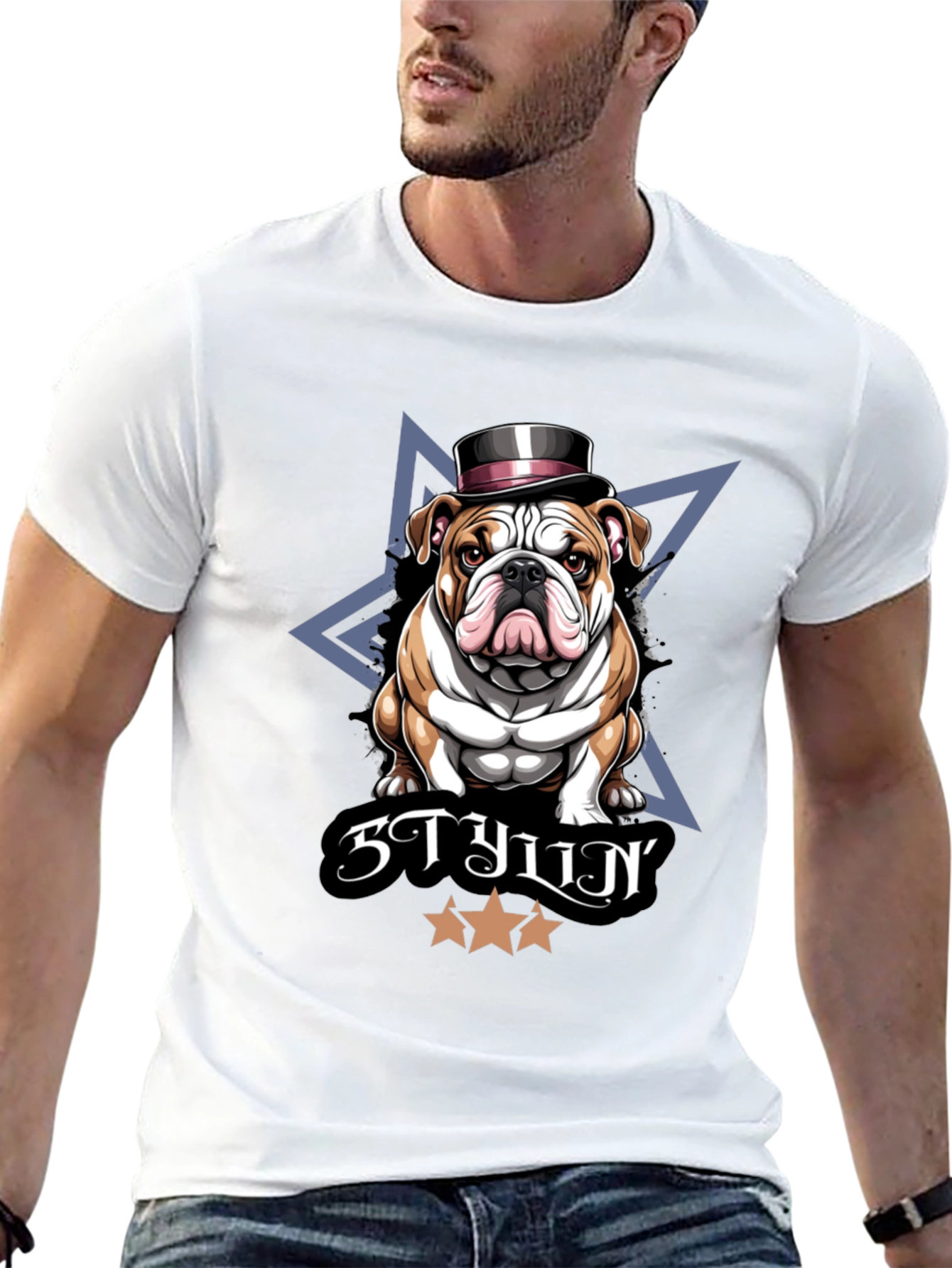Stylish Bulldog Graphic T-Shirt