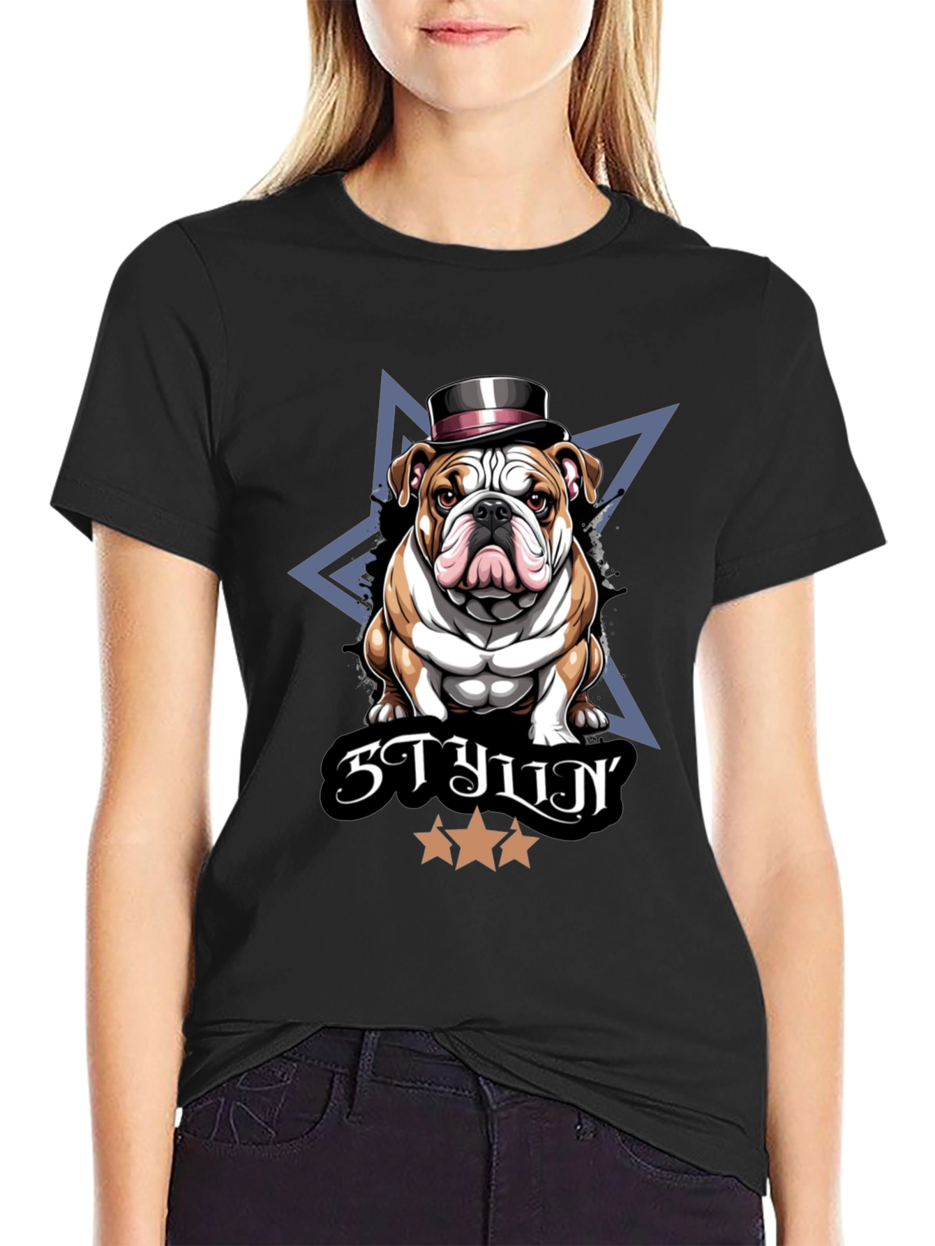 Stylish Bulldog Graphic T-Shirt
