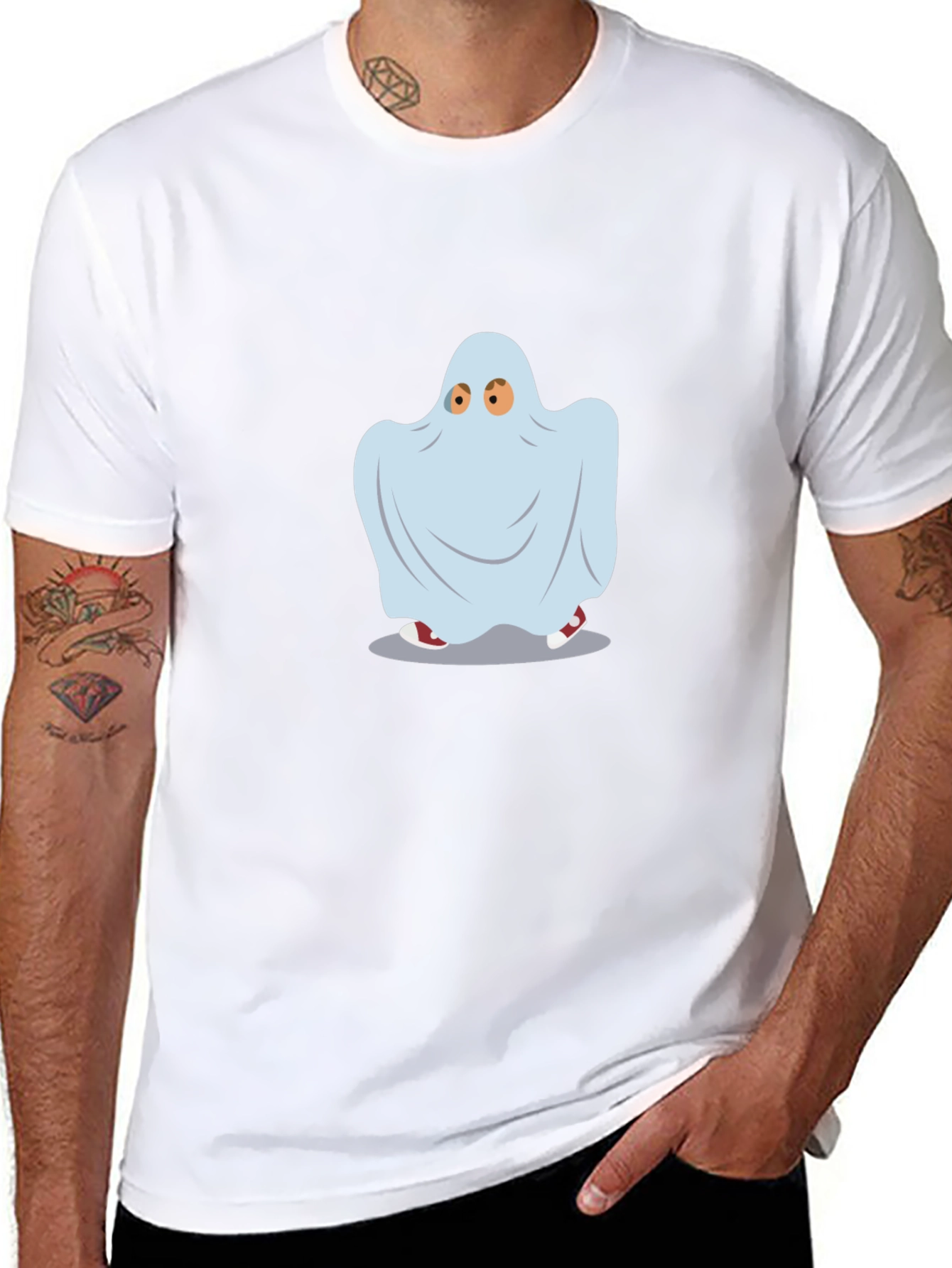 Ghost Costume Graphic Tee - Spooky Season Style