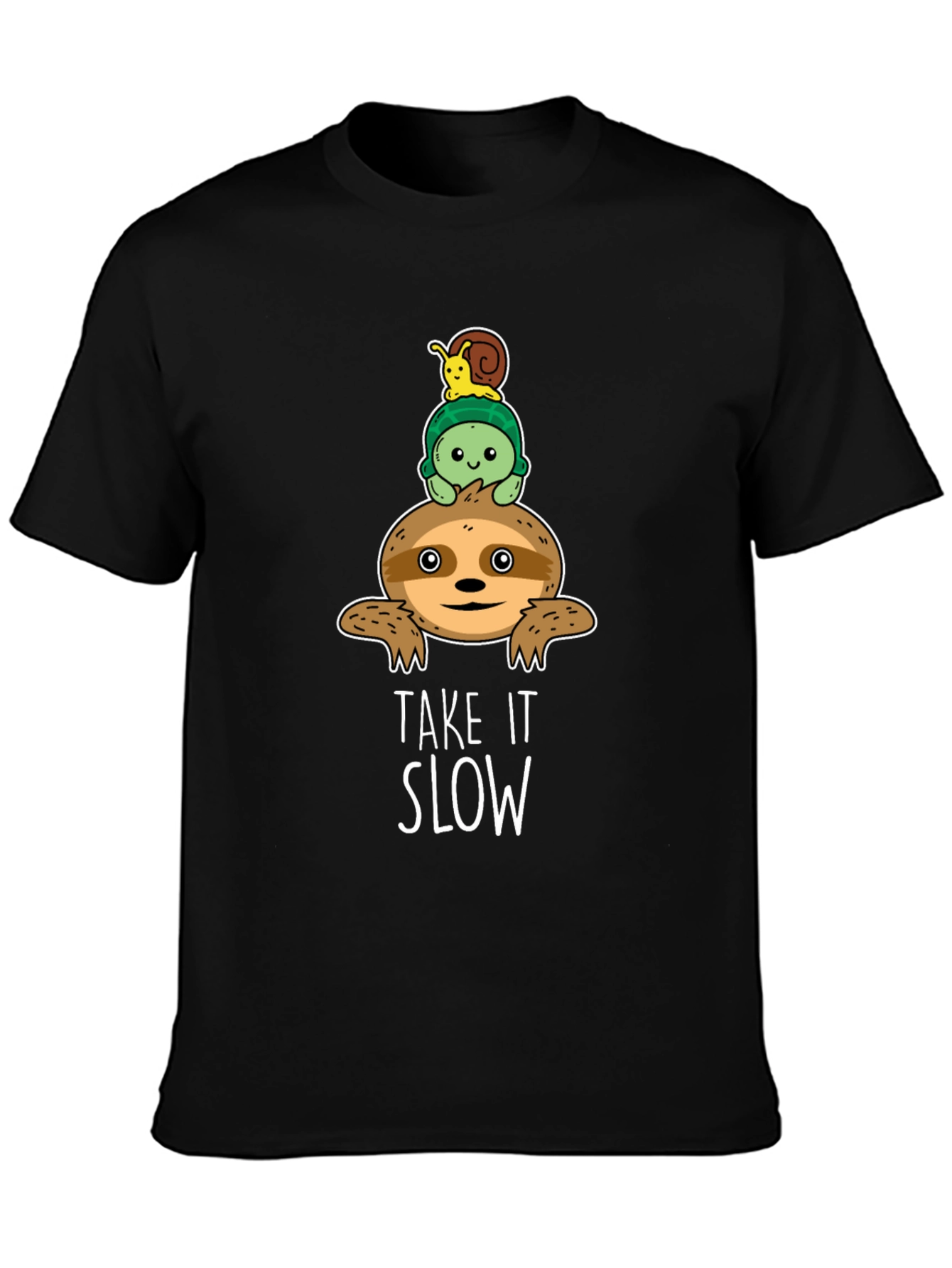 Take It Slow Sloth Turtle and Snail Graphic T-Shirt