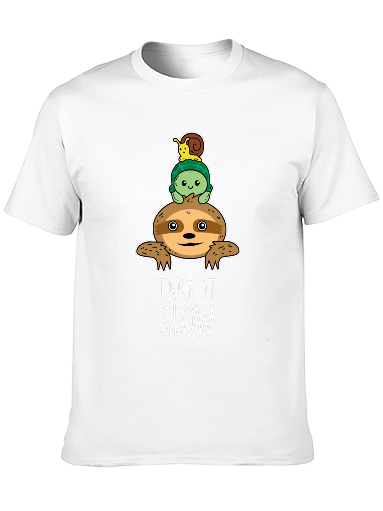 Take It Slow Sloth Turtle and Snail Graphic T-Shirt