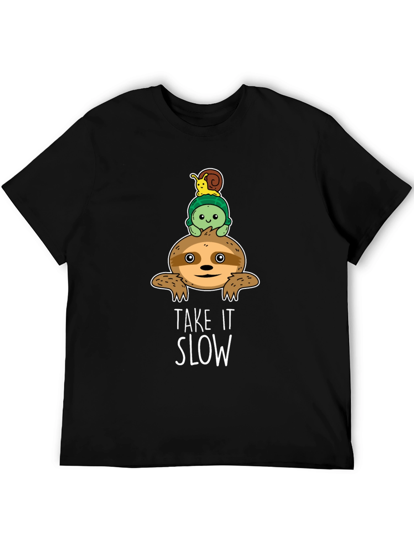 Take It Slow Sloth Turtle and Snail Graphic T-Shirt