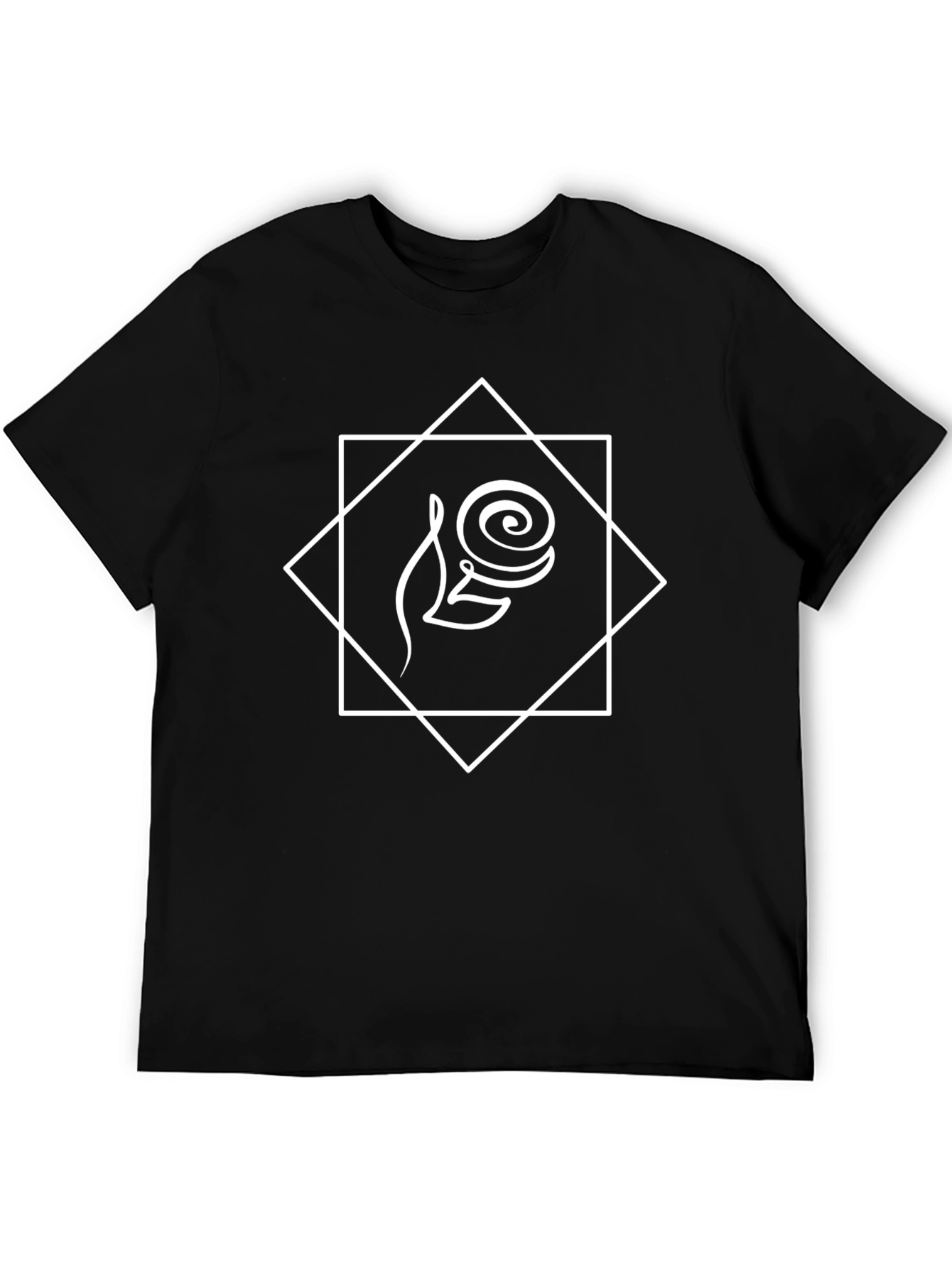 Geometric Rose Graphic Tee - Black