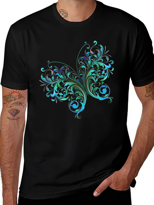 Stylish Black T-Shirt with Floral Butterfly Design