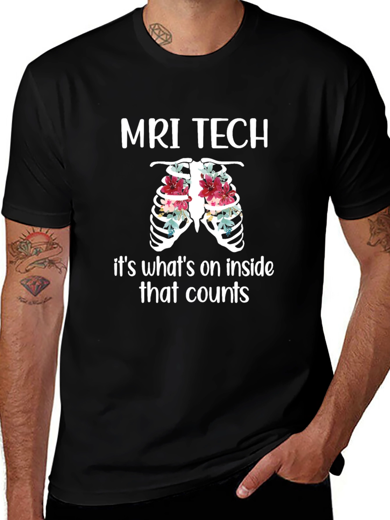 MRI Tech Ribcage Floral Graphic Tee