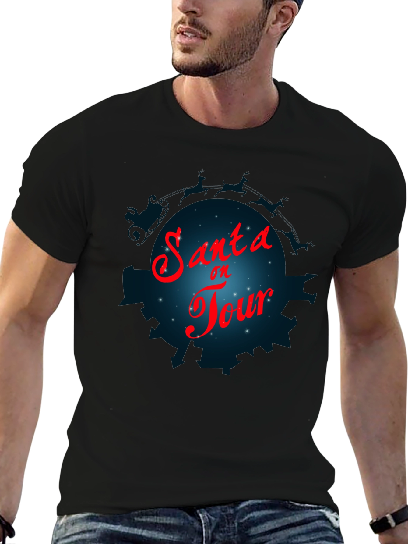 Santa On Tour T-Shirt - Holiday Festive Graphic Tee