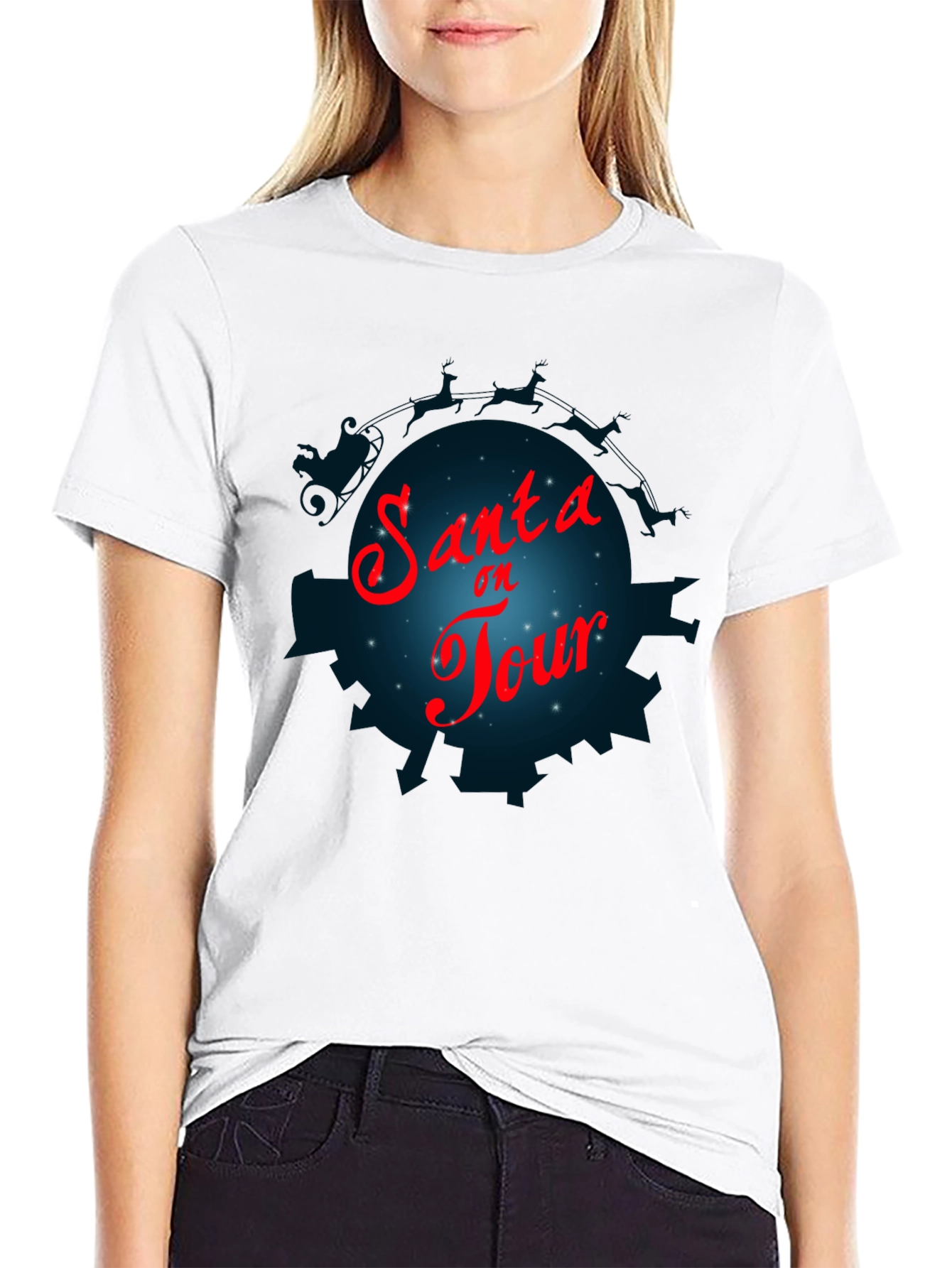Santa On Tour T-Shirt - Holiday Festive Graphic Tee
