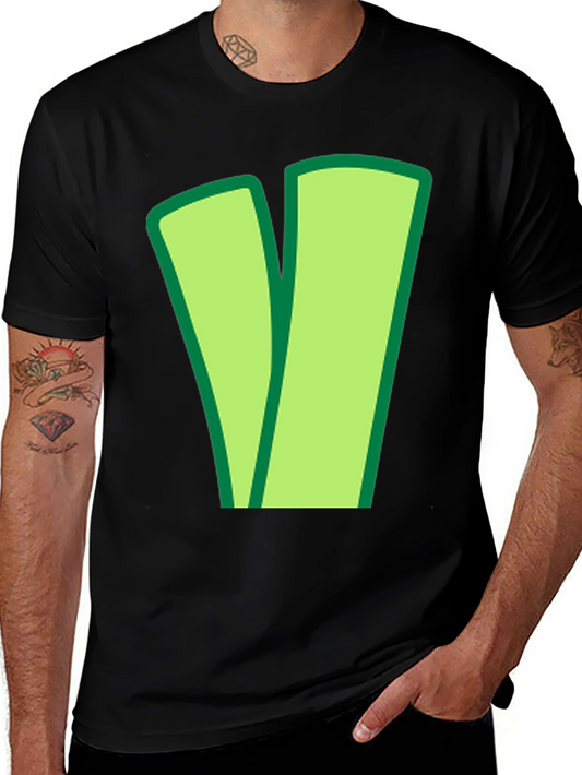Green V Black Cotton Tee - Casual Style