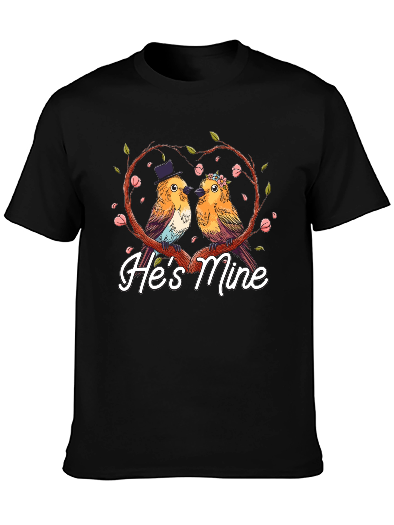 Hes Mine Couple Birds Graphic Tee