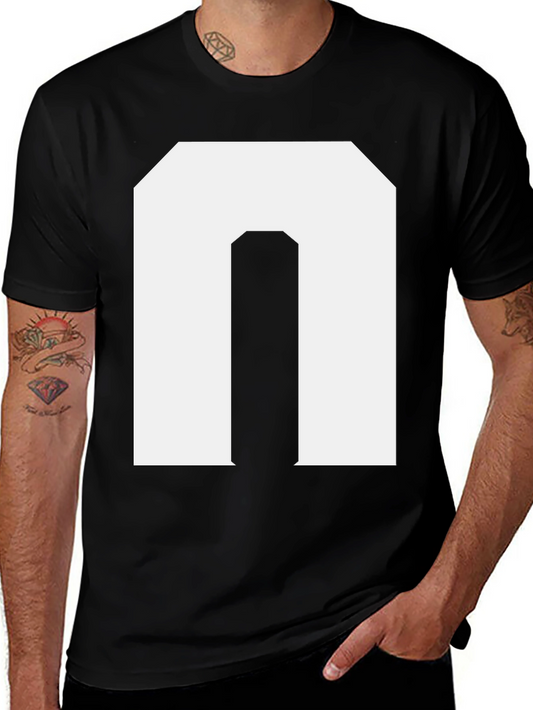 Bold Initial N Graphic Tee - Black