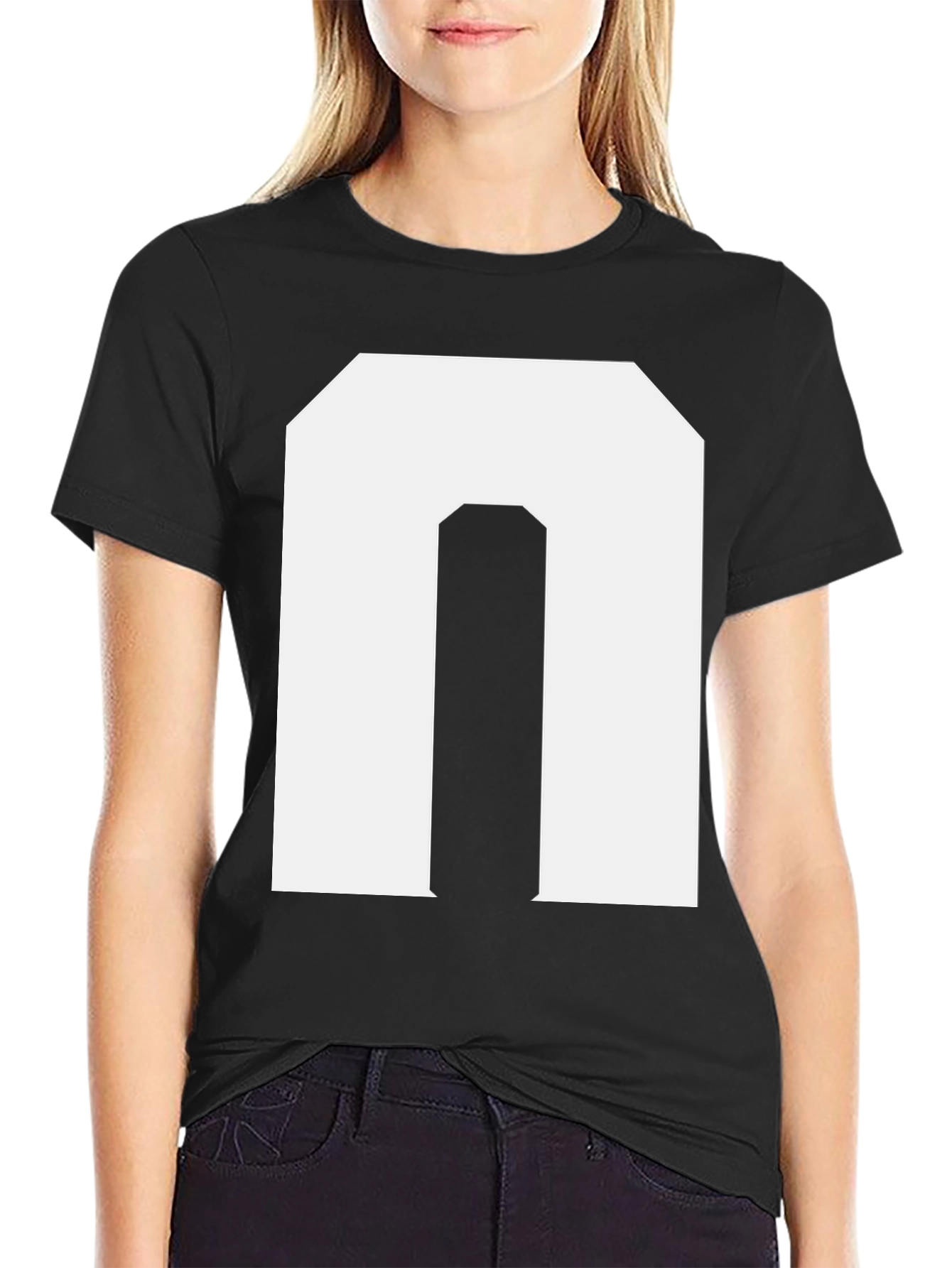 Bold Initial N Graphic Tee - Black