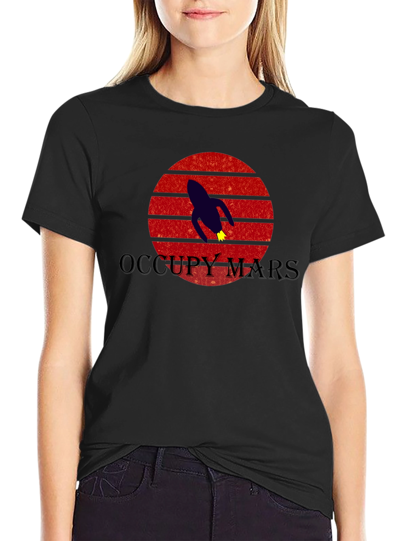 Occupy Mars T-Shirt - Retro Rocket Design