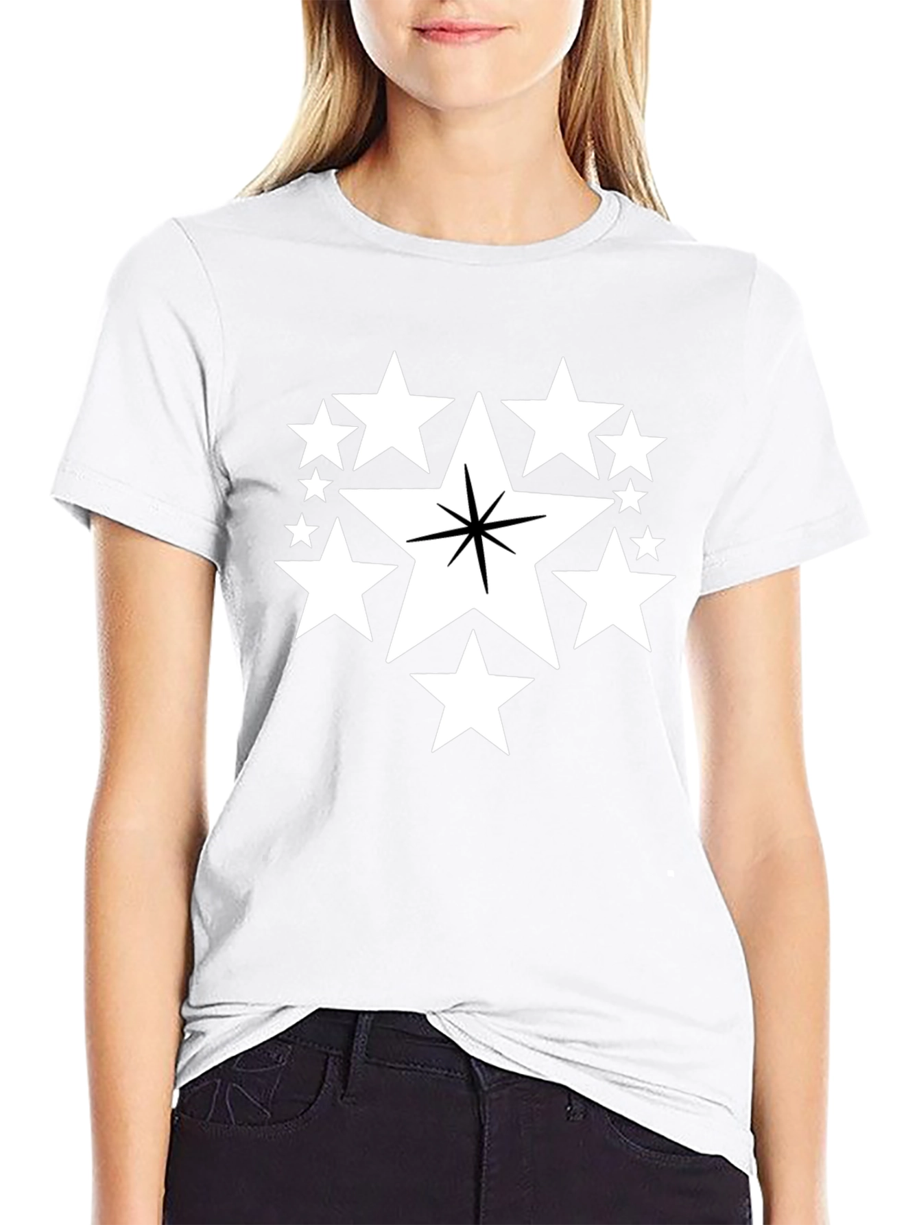 Star Cluster Graphic Tee - Black Cotton Comfort