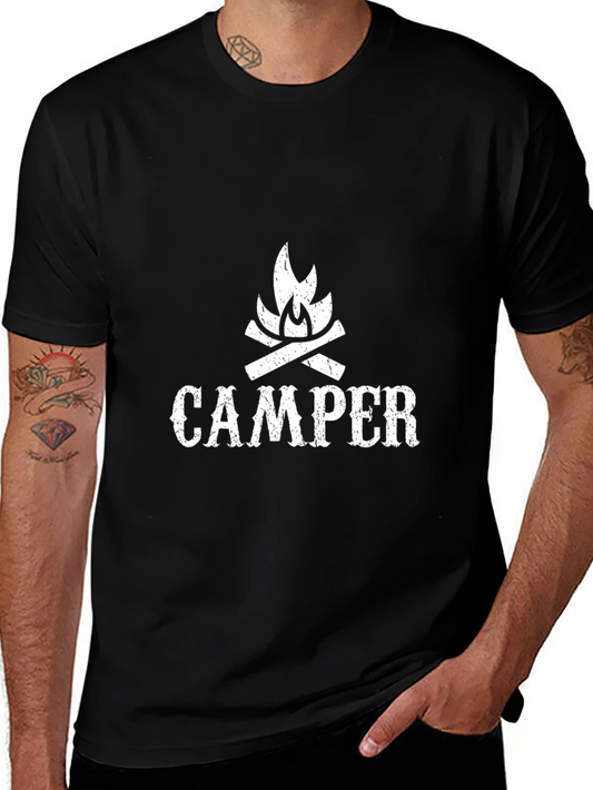 Camper Graphic Print Black Crew Neck T-Shirt