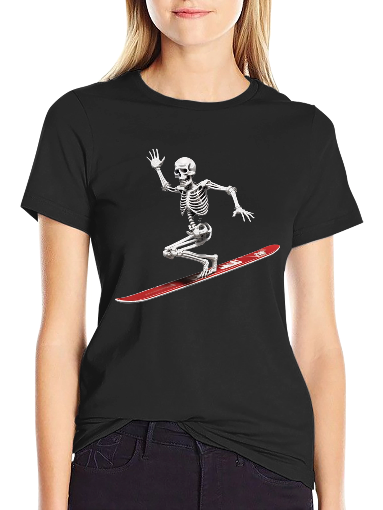 Skeleton Snowboarder Graphic Tee