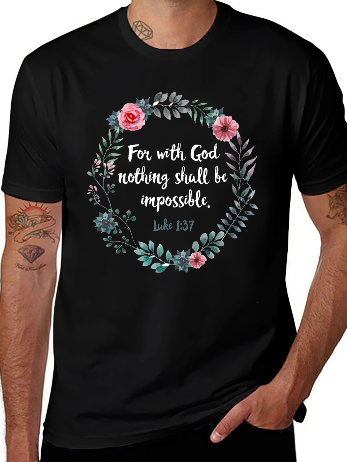 Faith-Based Floral Wreath T-Shirt