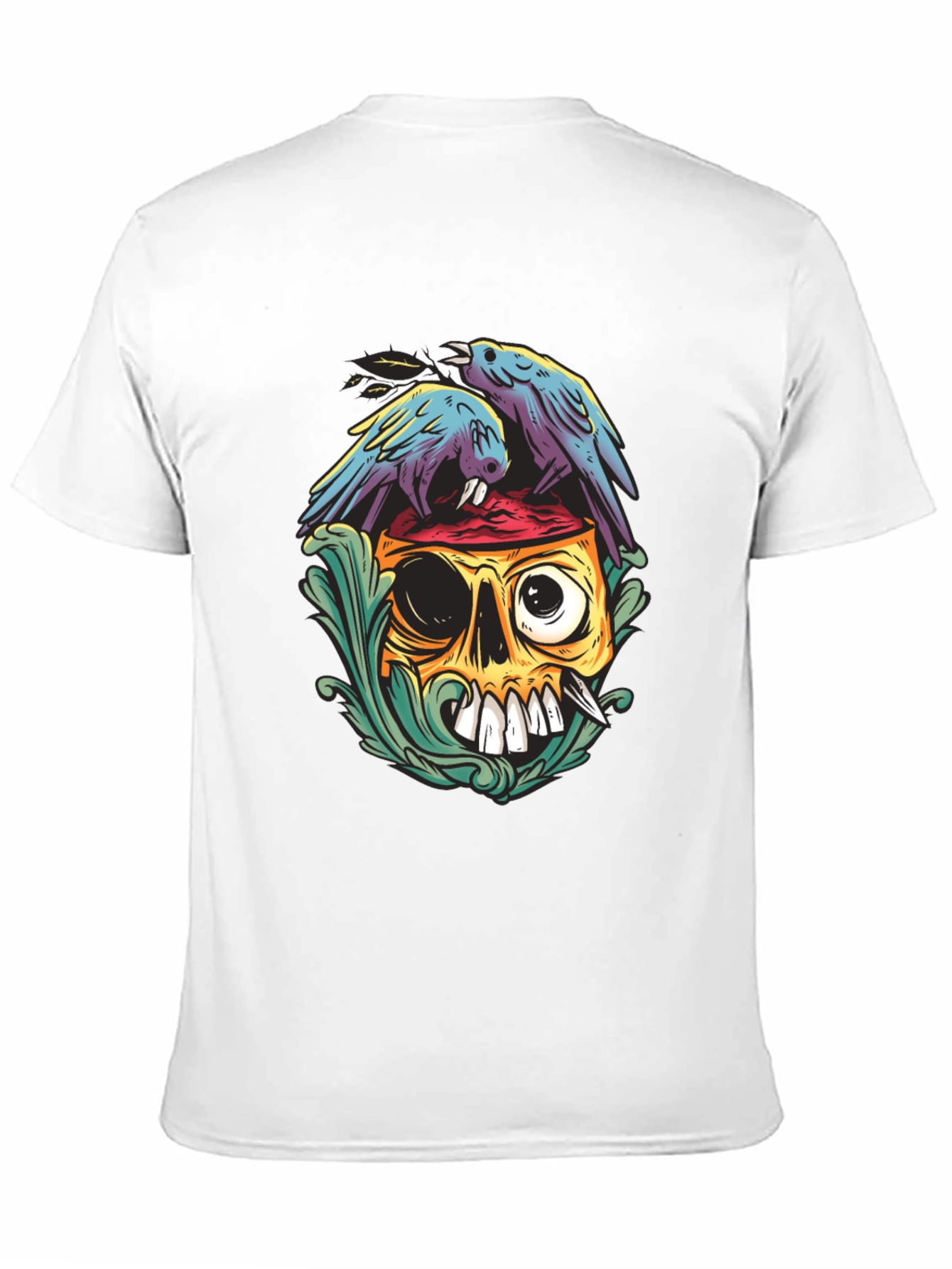 Skull & Raven Graphic Tee - Black Casual T-Shirt