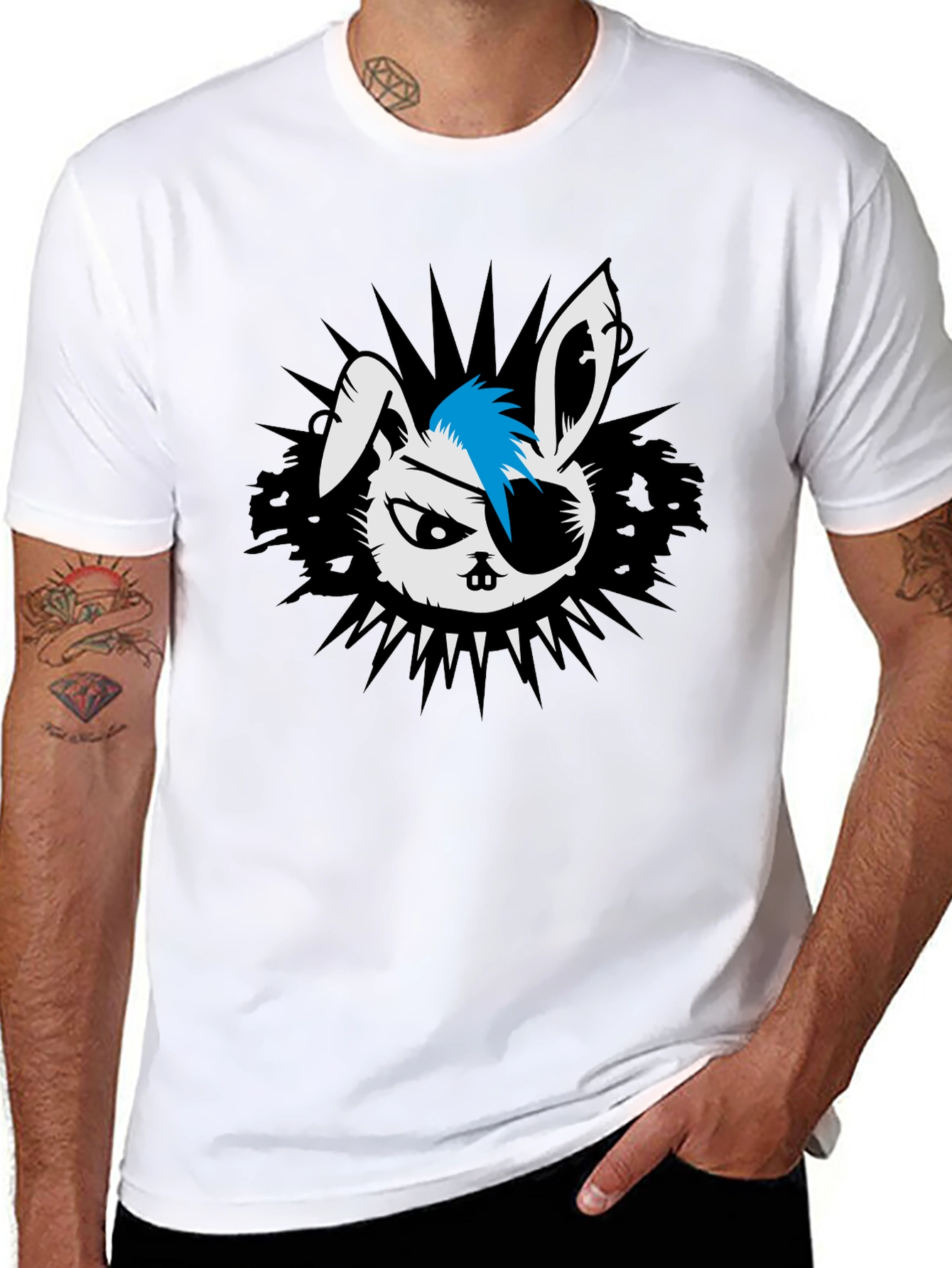 Punk Rock Rabbit Graphic T-Shirt