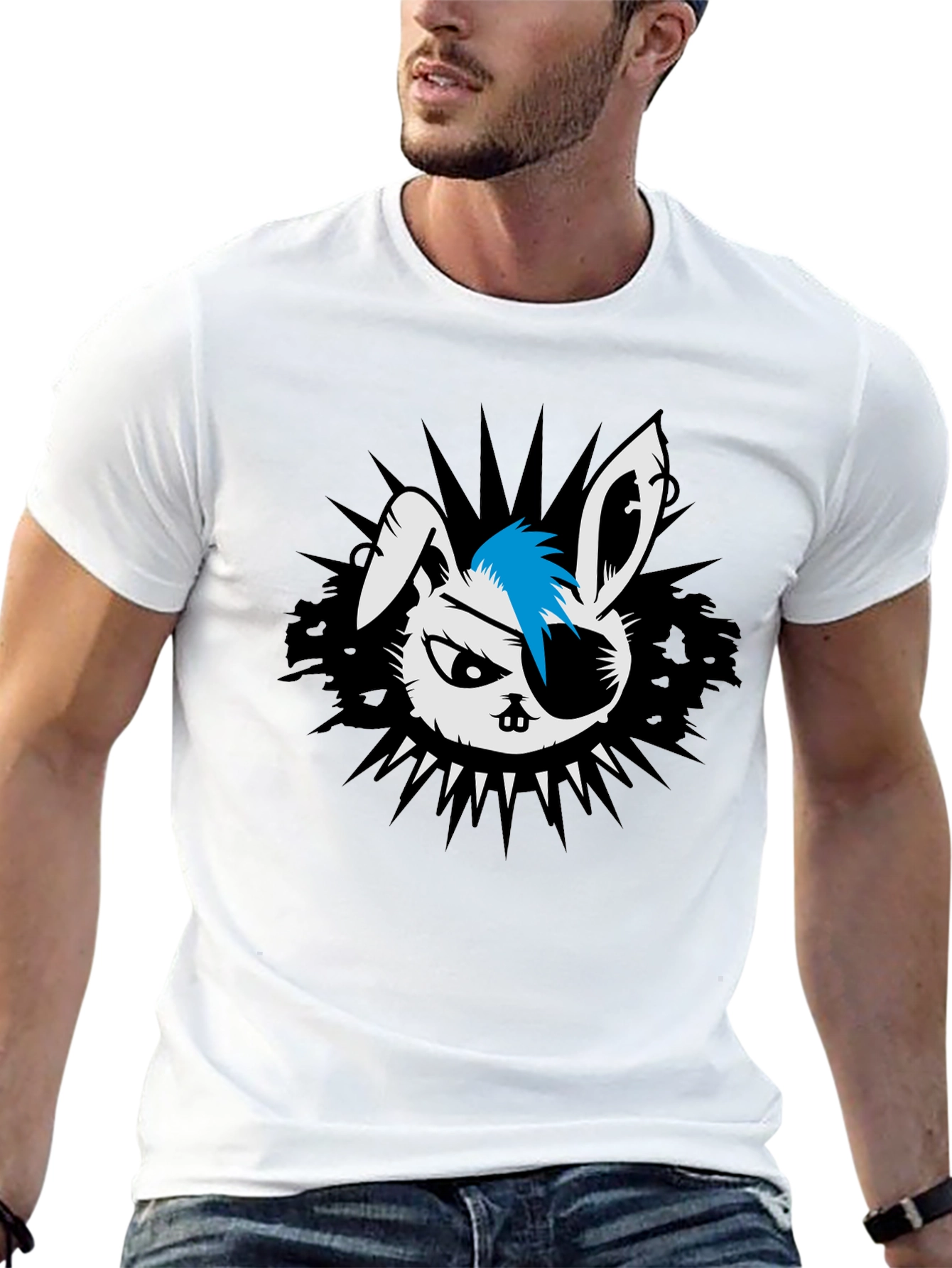 Punk Rock Rabbit Graphic T-Shirt