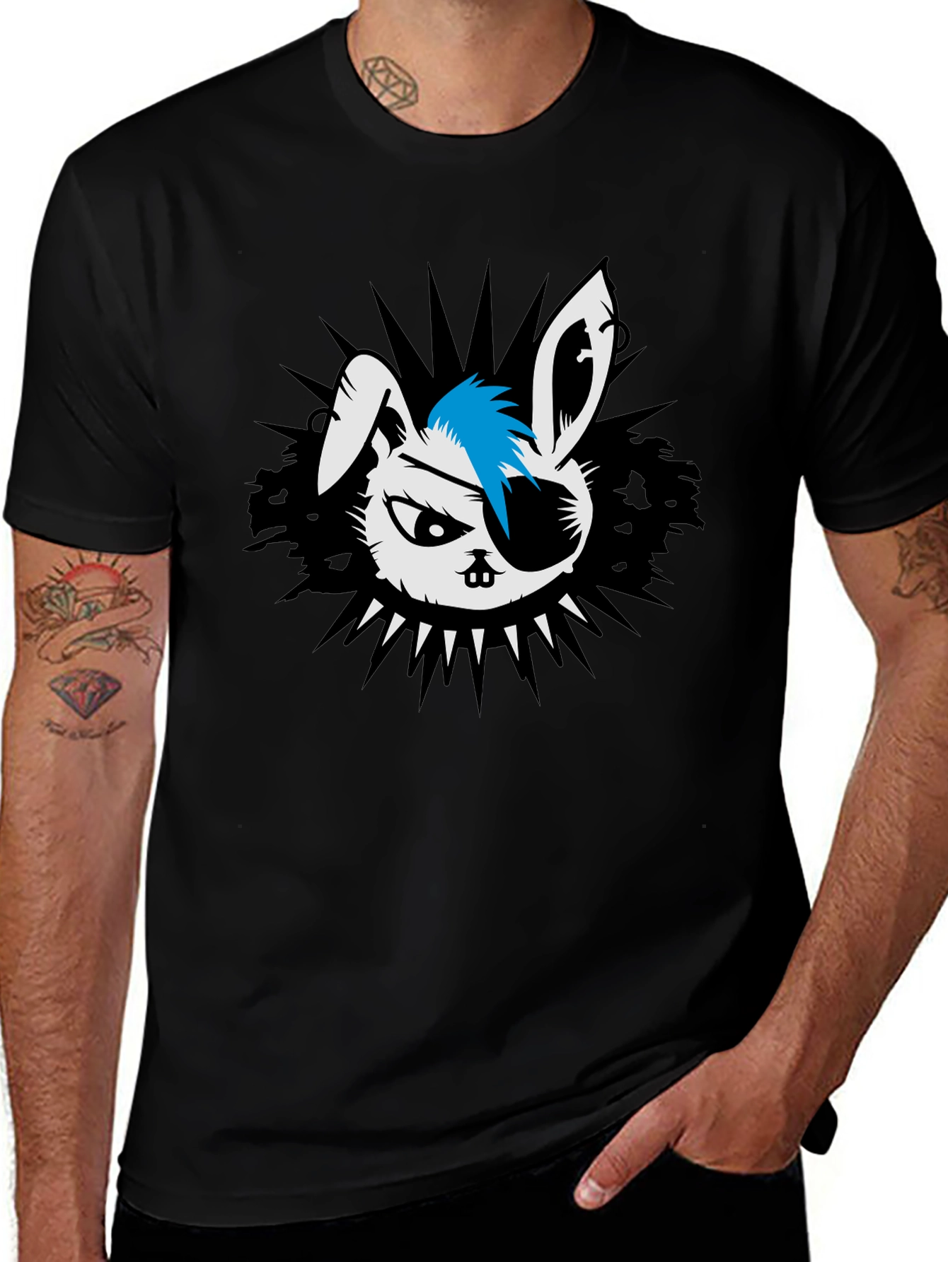 Punk Rock Rabbit Graphic T-Shirt