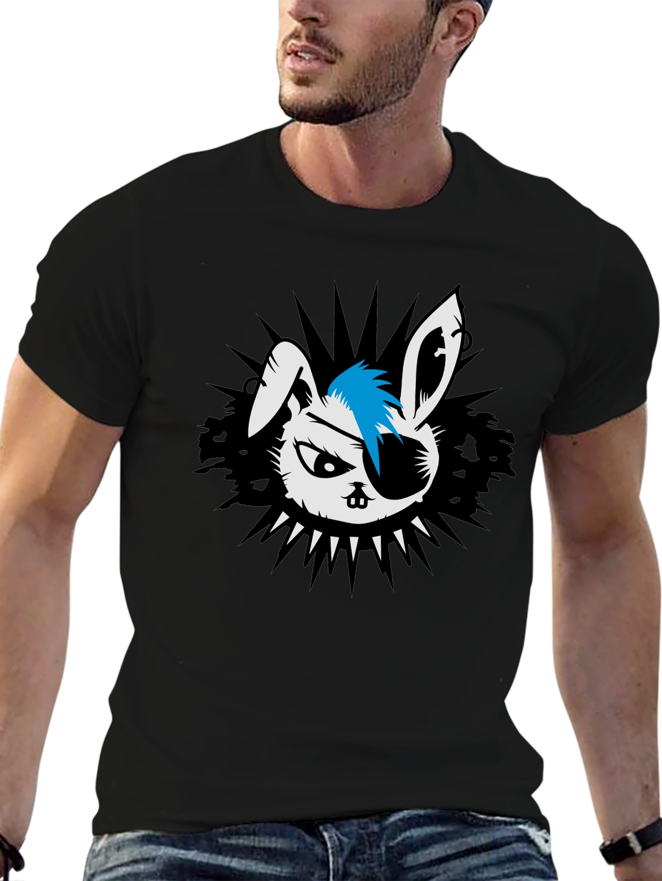 Punk Rock Rabbit Graphic T-Shirt