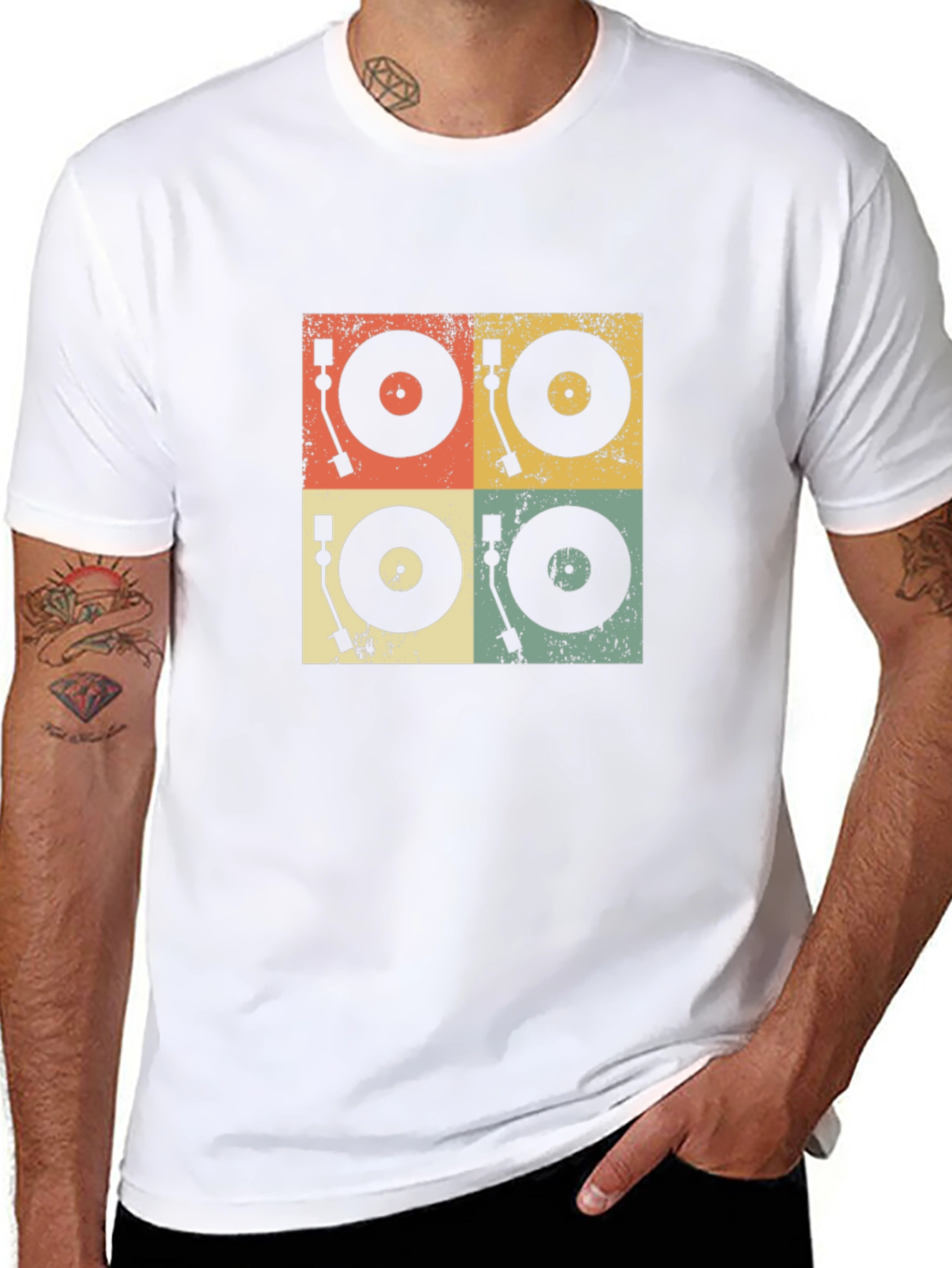 Retro Turntable Graphic Tee - Black