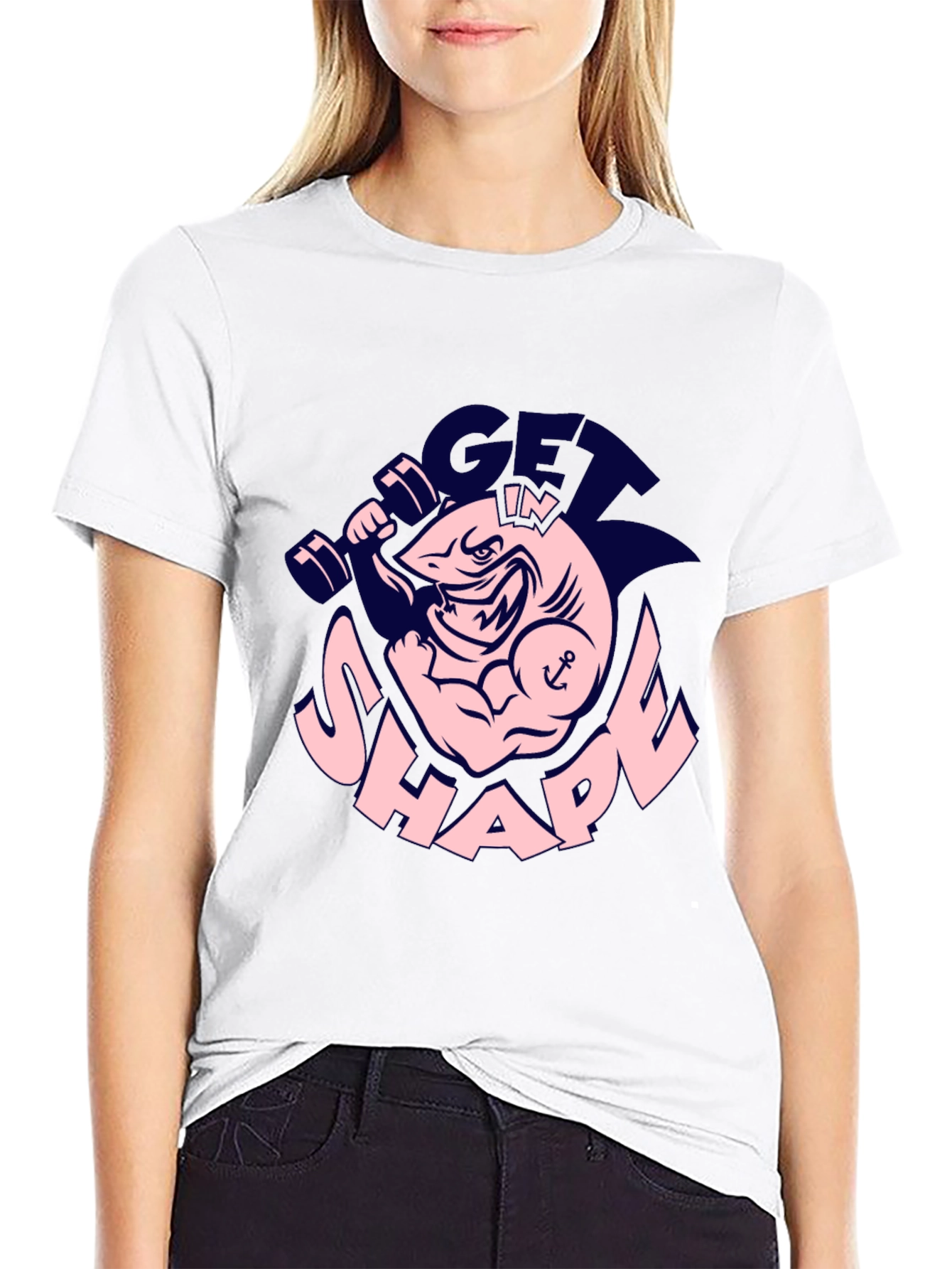 Get in Shape Shark Graphic Tee - Black