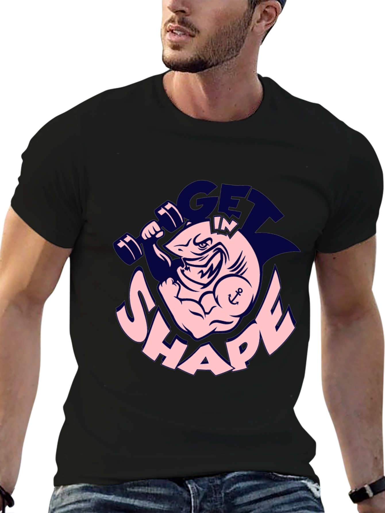 Get in Shape Shark Graphic Tee - Black