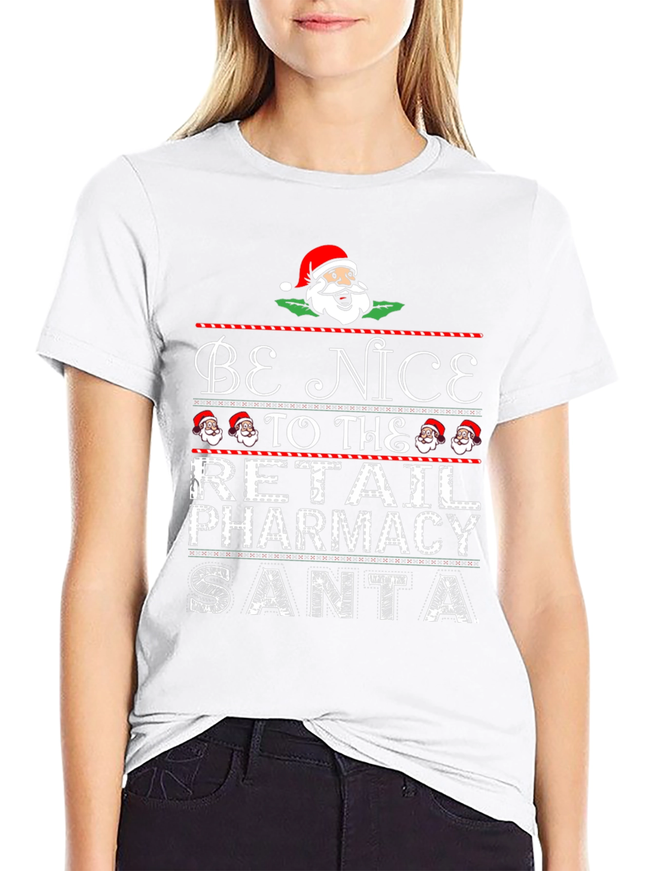 Be Nice to the Retail Pharmacy Santa Christmas T-Shirt