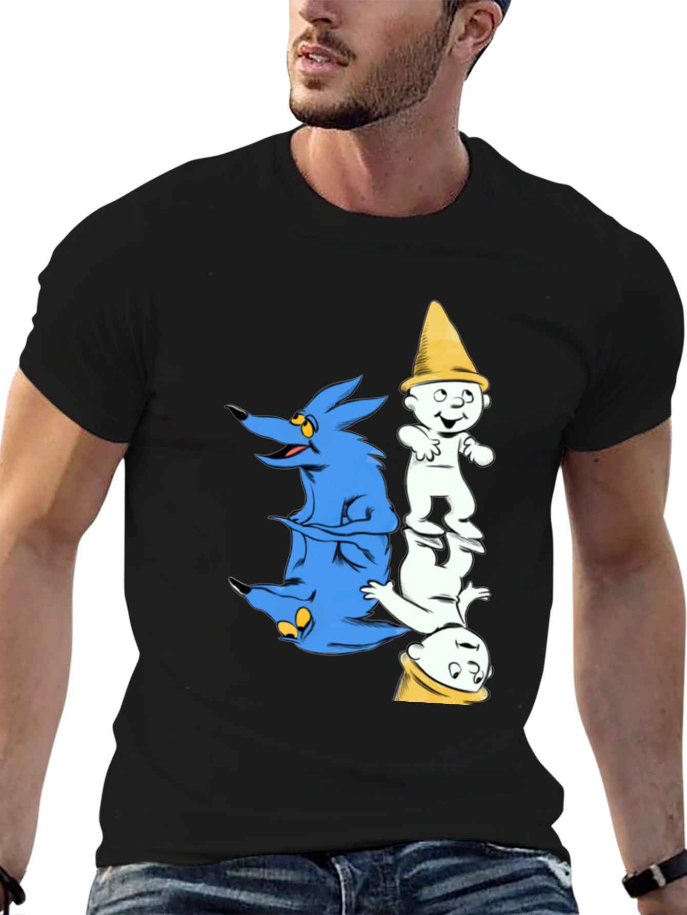 Cartoon Graphic Print Black Tee
