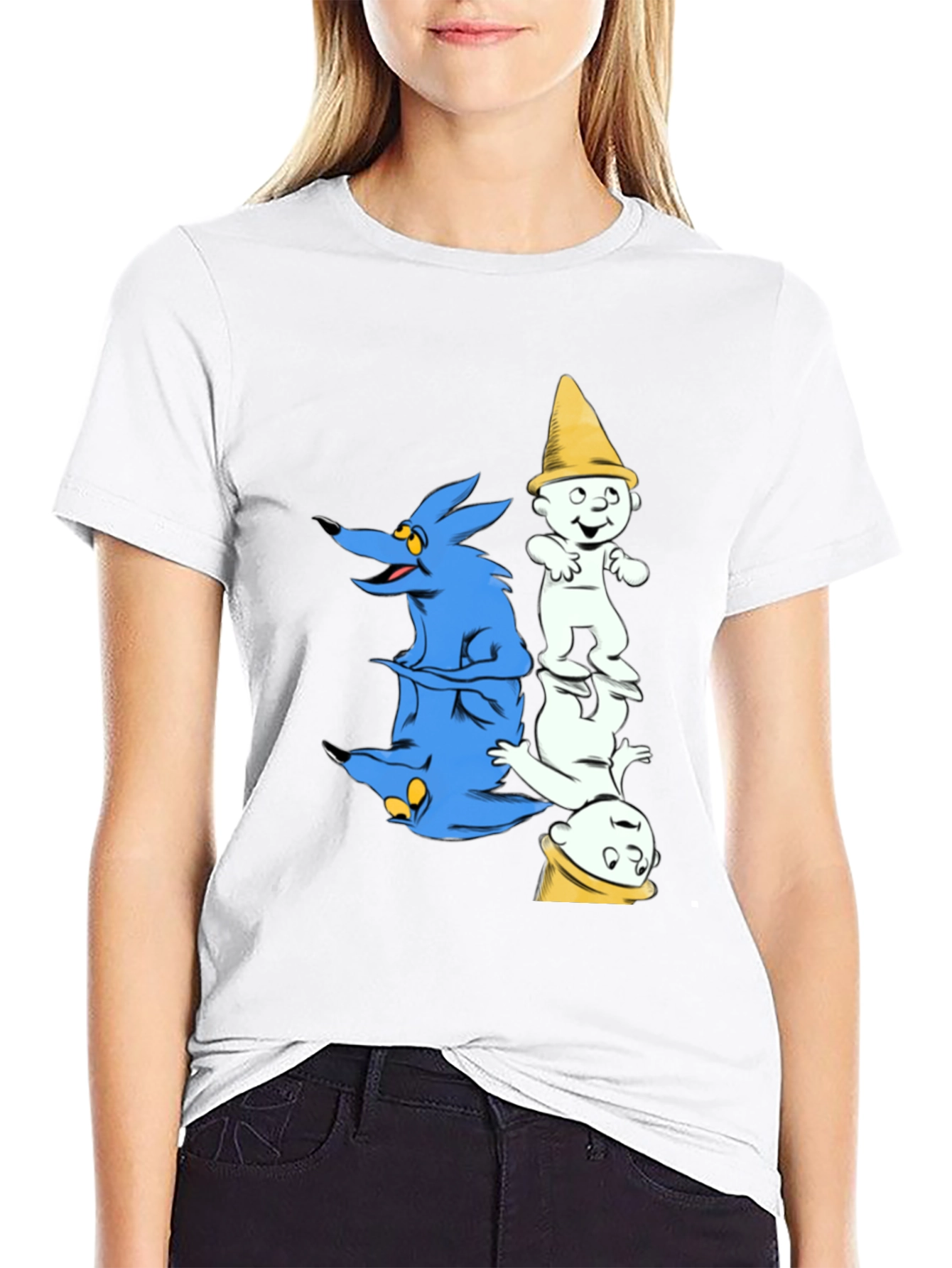 Cartoon Graphic Print Black Tee