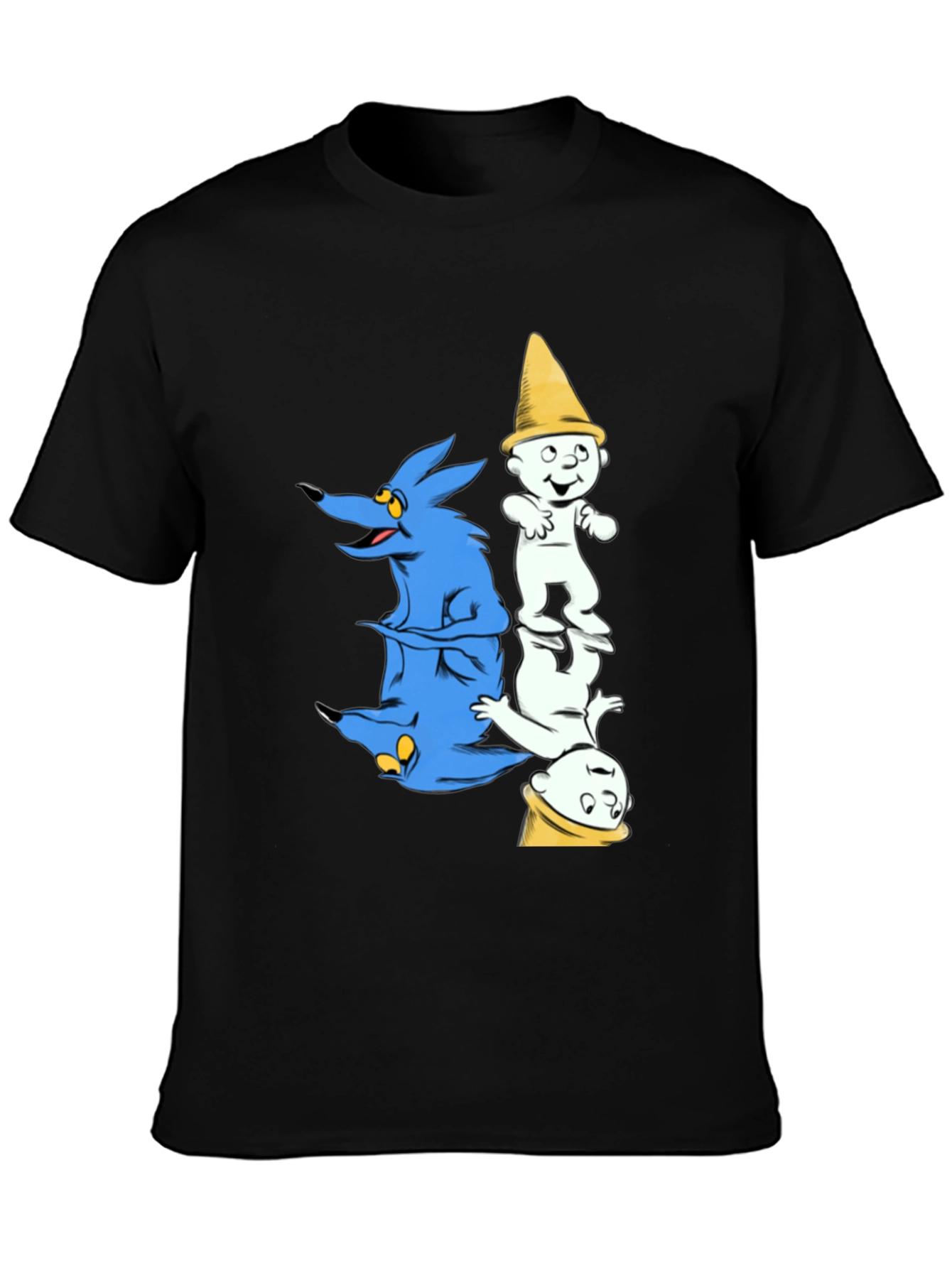 Cartoon Graphic Print Black Tee