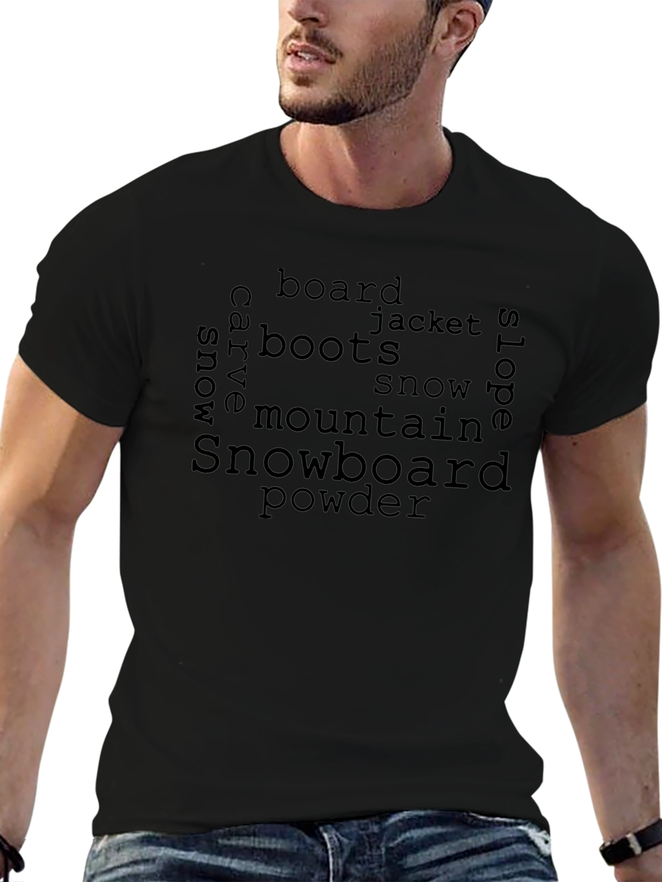 Snowboard Word Art Graphic T-Shirt