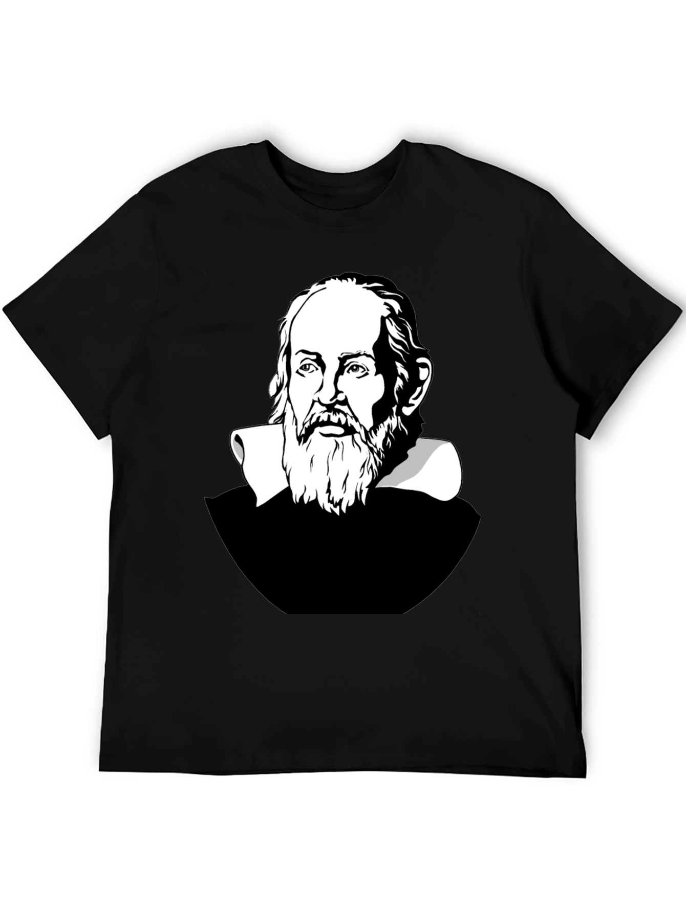 Galileo Galilei Portrait Graphic T-Shirt - Black
