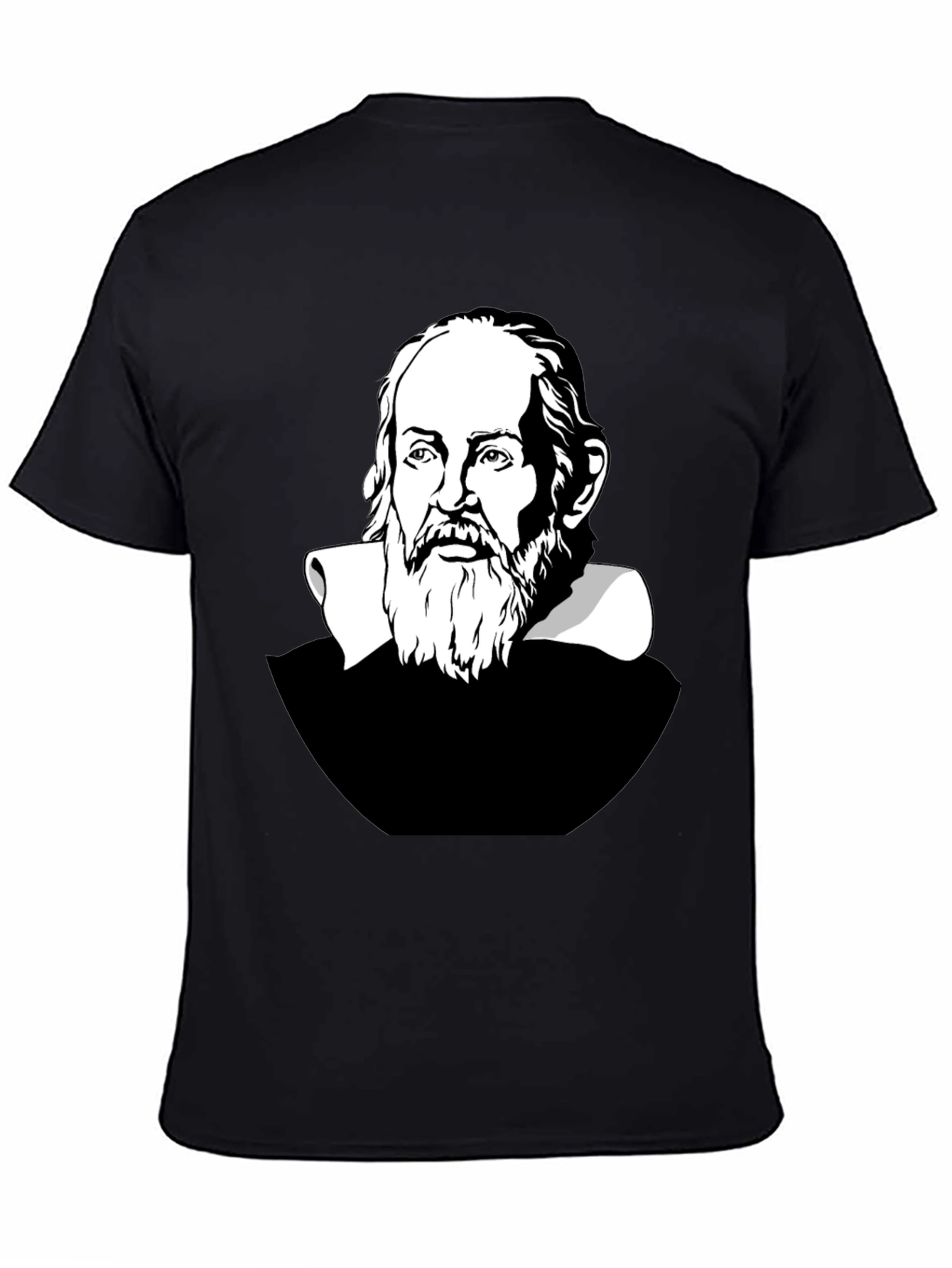 Galileo Galilei Portrait Graphic T-Shirt - Black