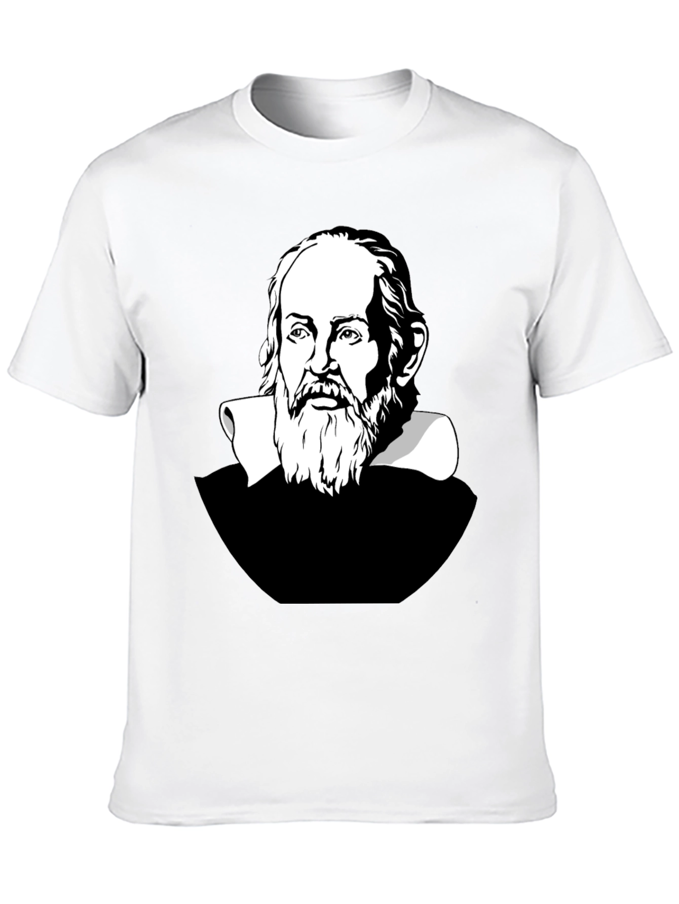 Galileo Galilei Portrait Graphic T-Shirt - Black