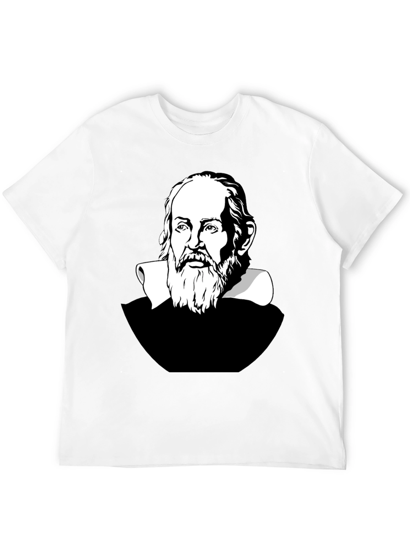 Galileo Galilei Portrait Graphic T-Shirt - Black